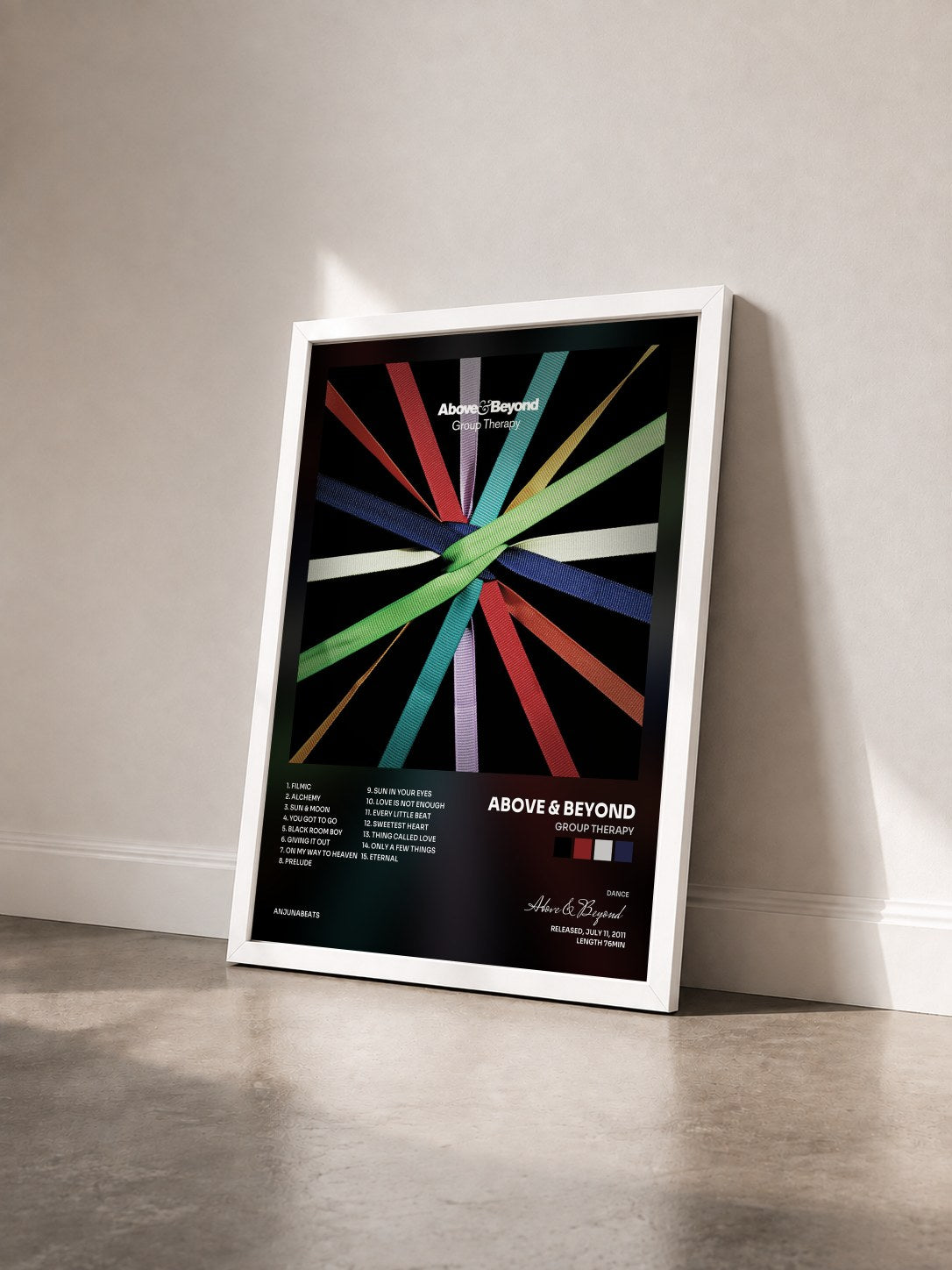 #blanc Tableau de l'album Group Therapy de Above & Beyond vu de trois quarts, cadre blanc
