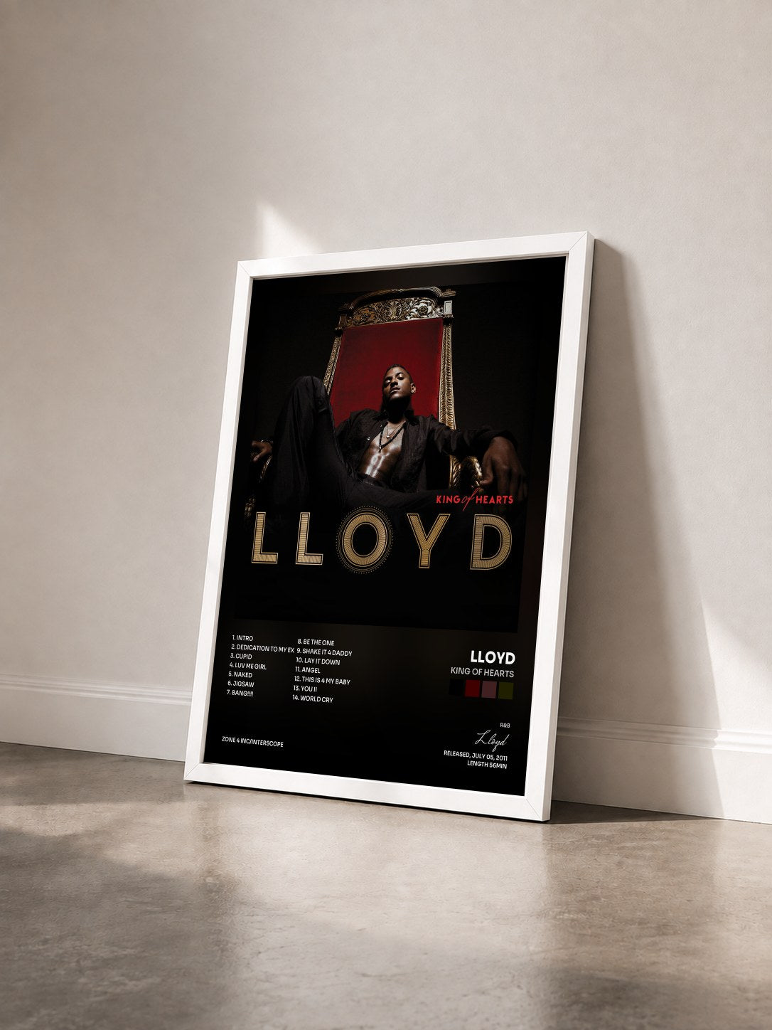 #blanc Tableau de l'album King Of Hearts de Lloyd vu de trois quarts, cadre blanc
