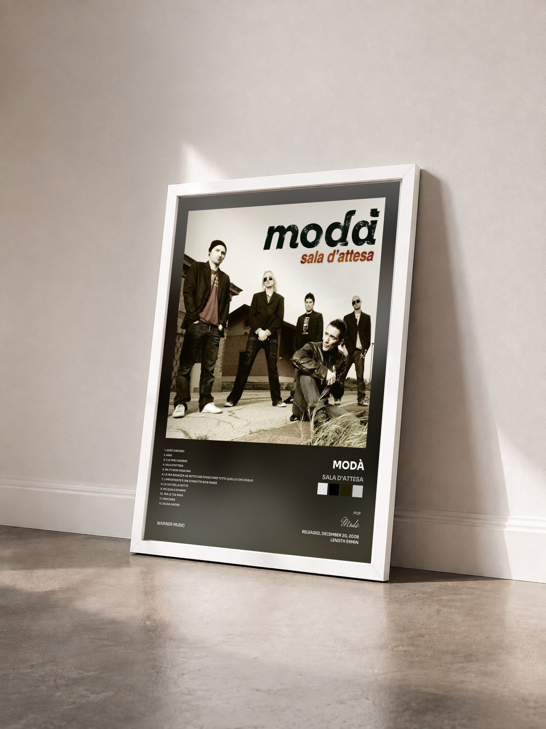 #blanc Tableau de l'album Sala d'attesa de Modà vu de trois quarts, cadre blanc