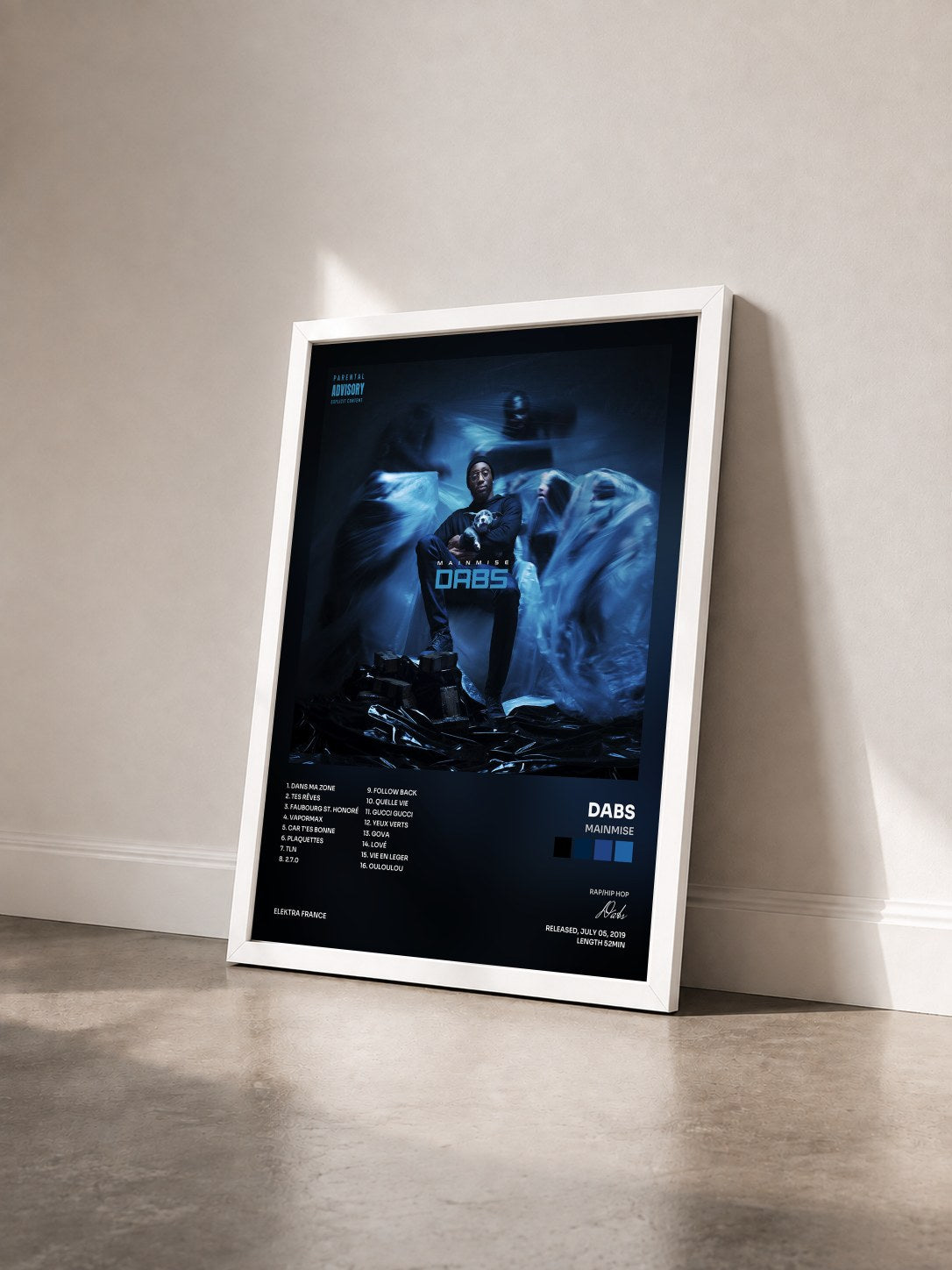 #blanc Tableau de l'album Mainmise de Dabs vu de trois quarts, cadre blanc