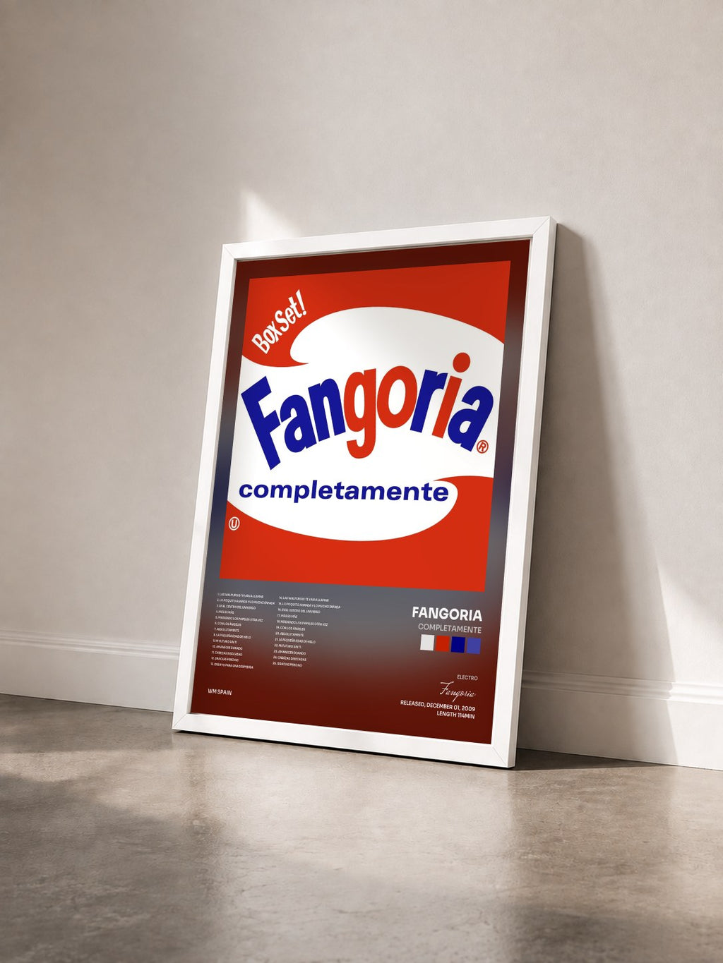 #blanc Completamente by Fangoria as a framed art print seen at an angle, white frame