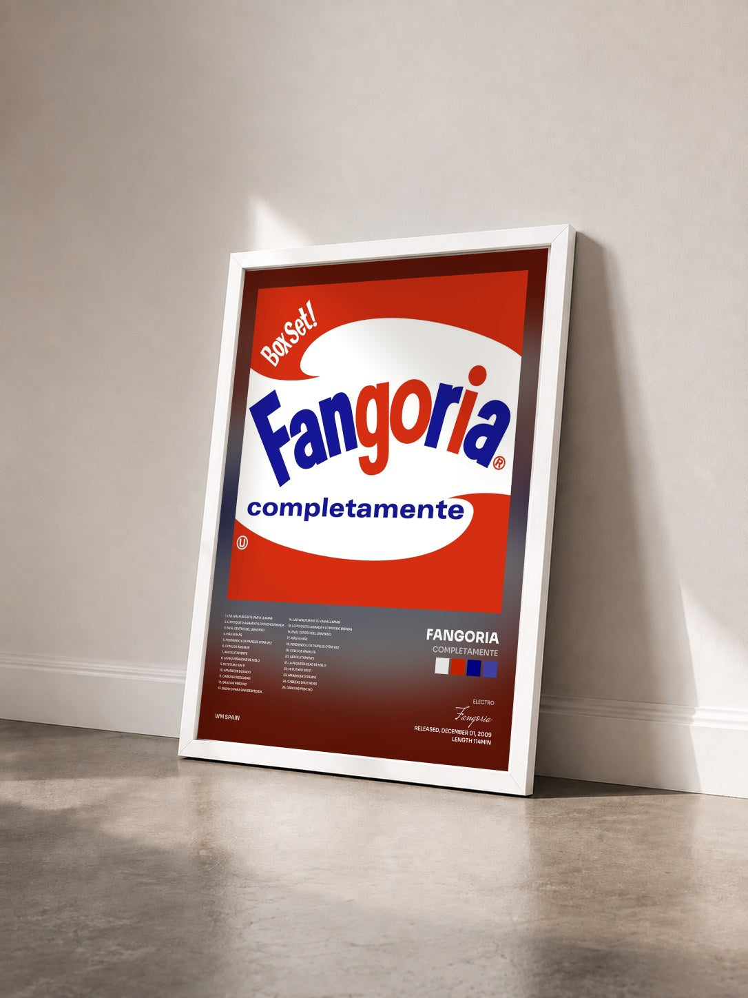 #blanc Tableau de l'album Completamente de Fangoria vu de trois quarts, cadre blanc