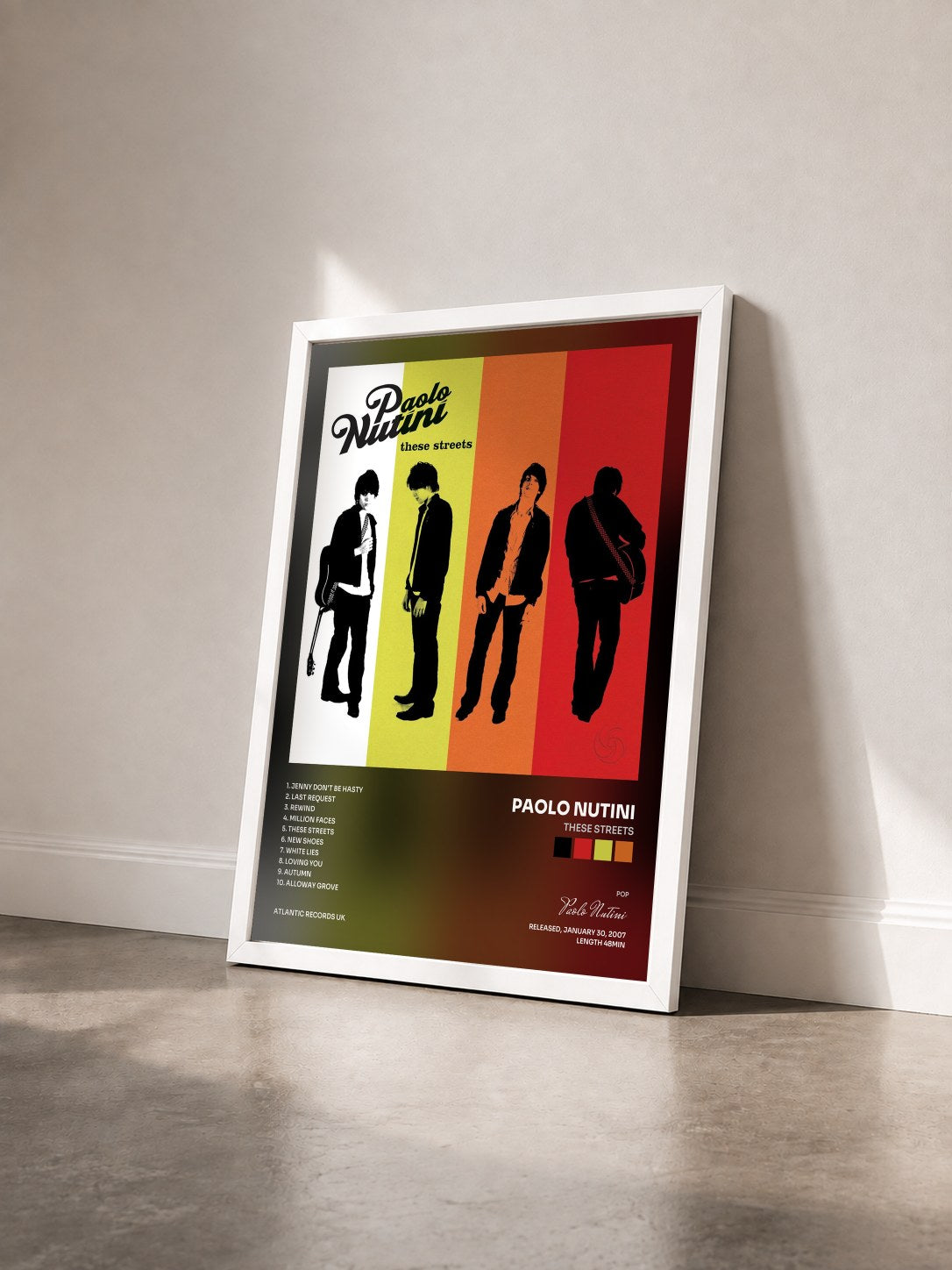 #blanc Tableau de l'album These Streets de Paolo Nutini vu de trois quarts, cadre blanc