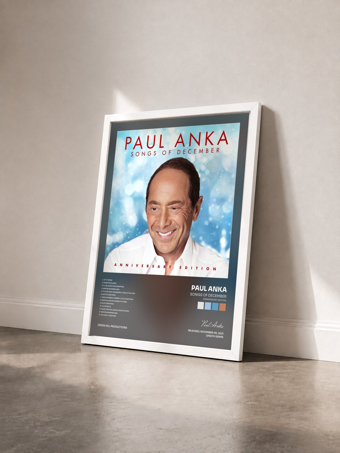 #blanc Tableau de l'album Songs of December (Anniversary Edition) de Paul Anka vu de trois quarts, cadre blanc