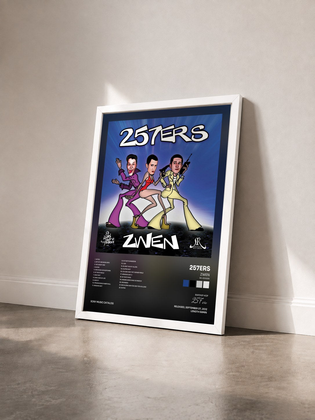 #blanc Tableau de l'album Zwen (Re-Edissn) de 257ers vu de trois quarts, cadre blanc