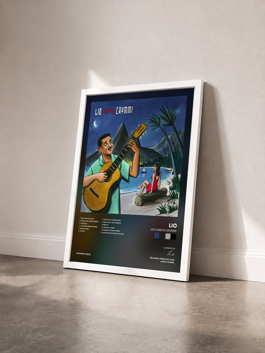 #blanc Tableau de l'album Lio Canta Caymmi de Lio vu de trois quarts, cadre blanc