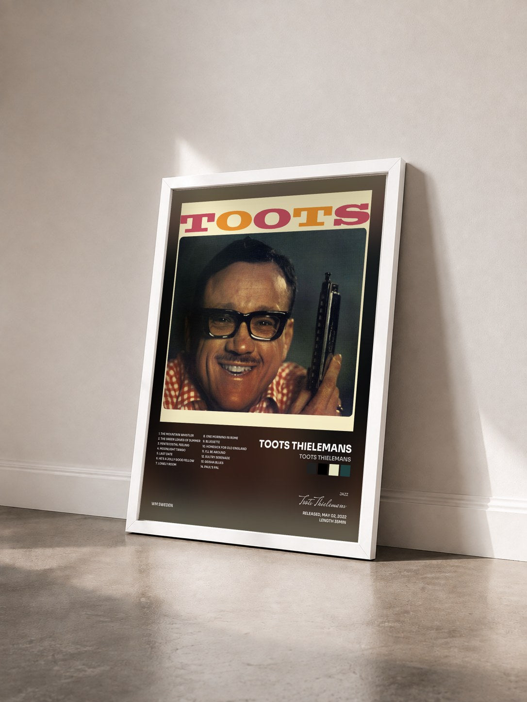 #blanc Tableau de l'album Toots Thielemans de Toots Thielemans vu de trois quarts, cadre blanc
