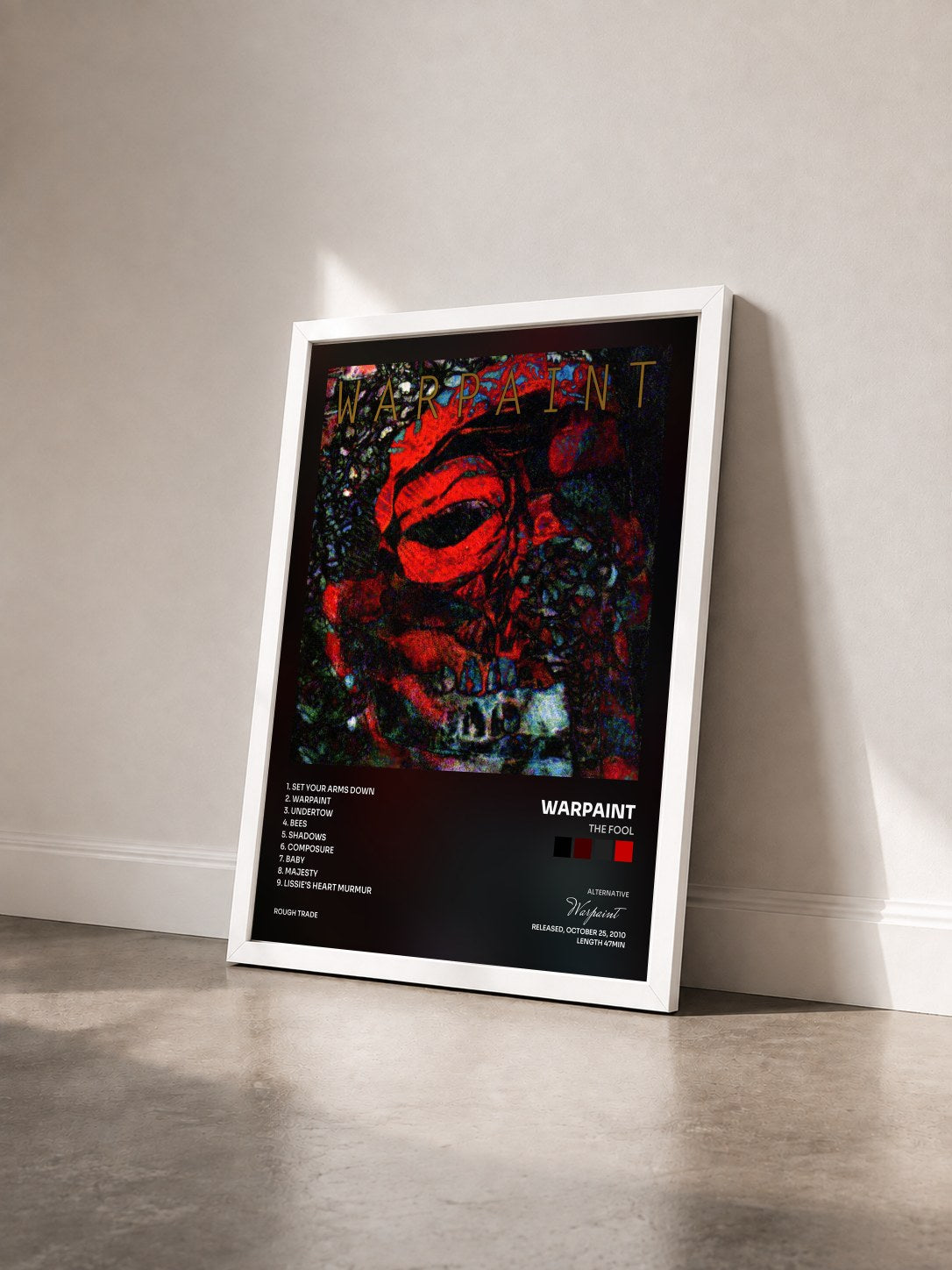 #blanc Tableau de l'album The Fool de Warpaint vu de trois quarts, cadre blanc