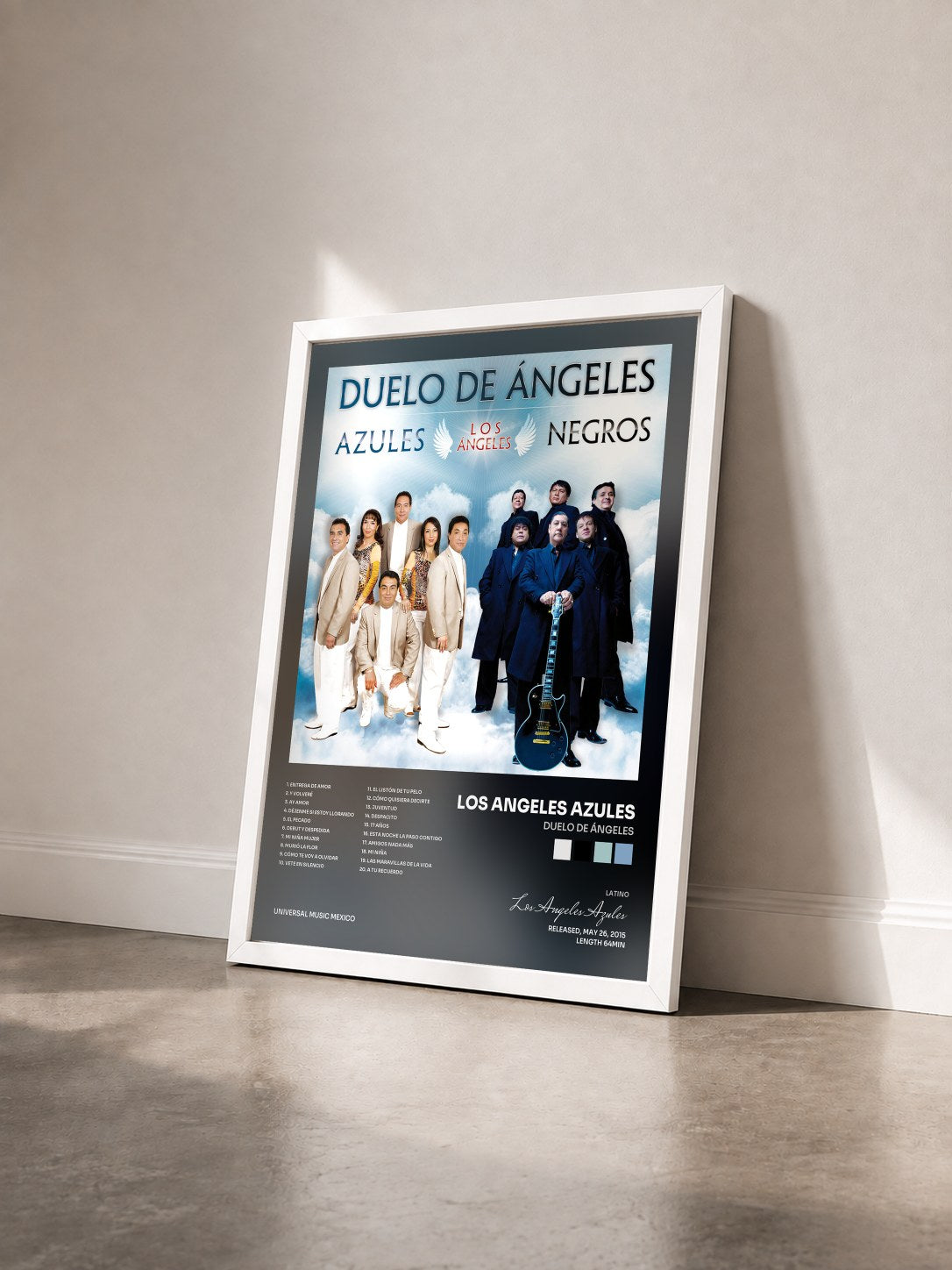 #blanc Tableau de l'album Duelo De Ángeles de Los Angeles Azules vu de trois quarts, cadre blanc