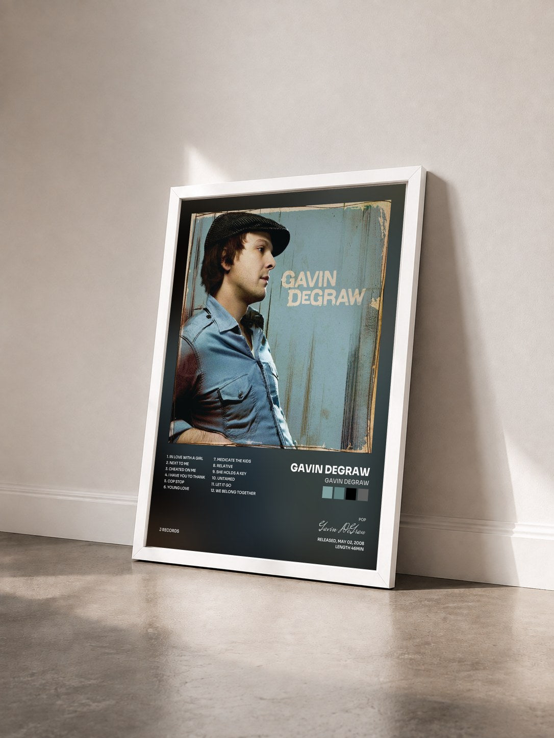 #blanc Tableau de l'album Gavin DeGraw de Gavin DeGraw vu de trois quarts, cadre blanc