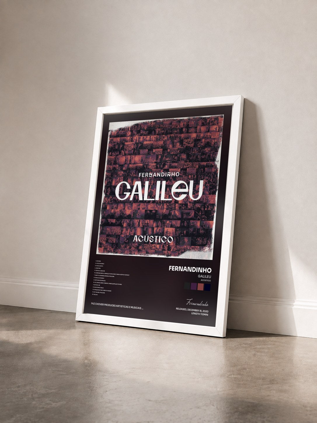 #blanc Tableau de l'album Galileu (Acústico) de Fernandinho vu de trois quarts, cadre blanc