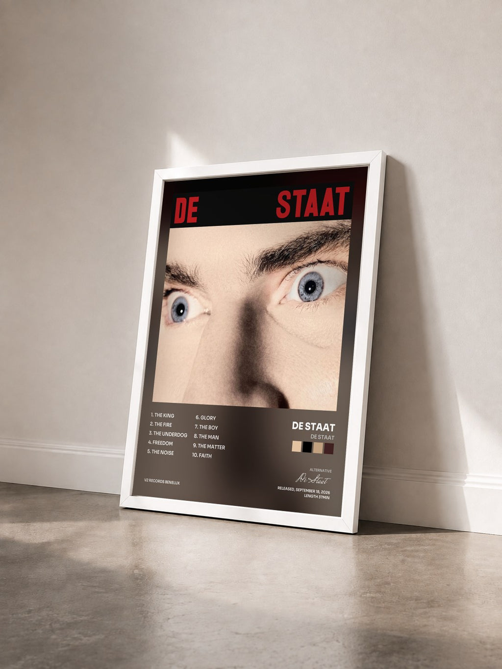 #blanc Tableau de l'album DE STAAT de De Staat vu de trois quarts, cadre blanc
