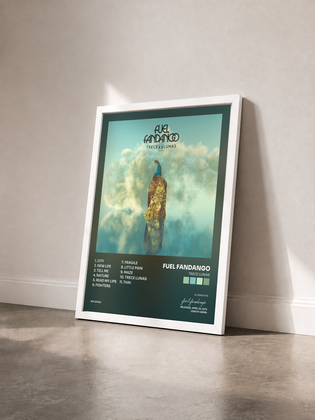 #blanc Tableau de l'album Trece Lunas de fuel fandango vu de trois quarts, cadre blanc