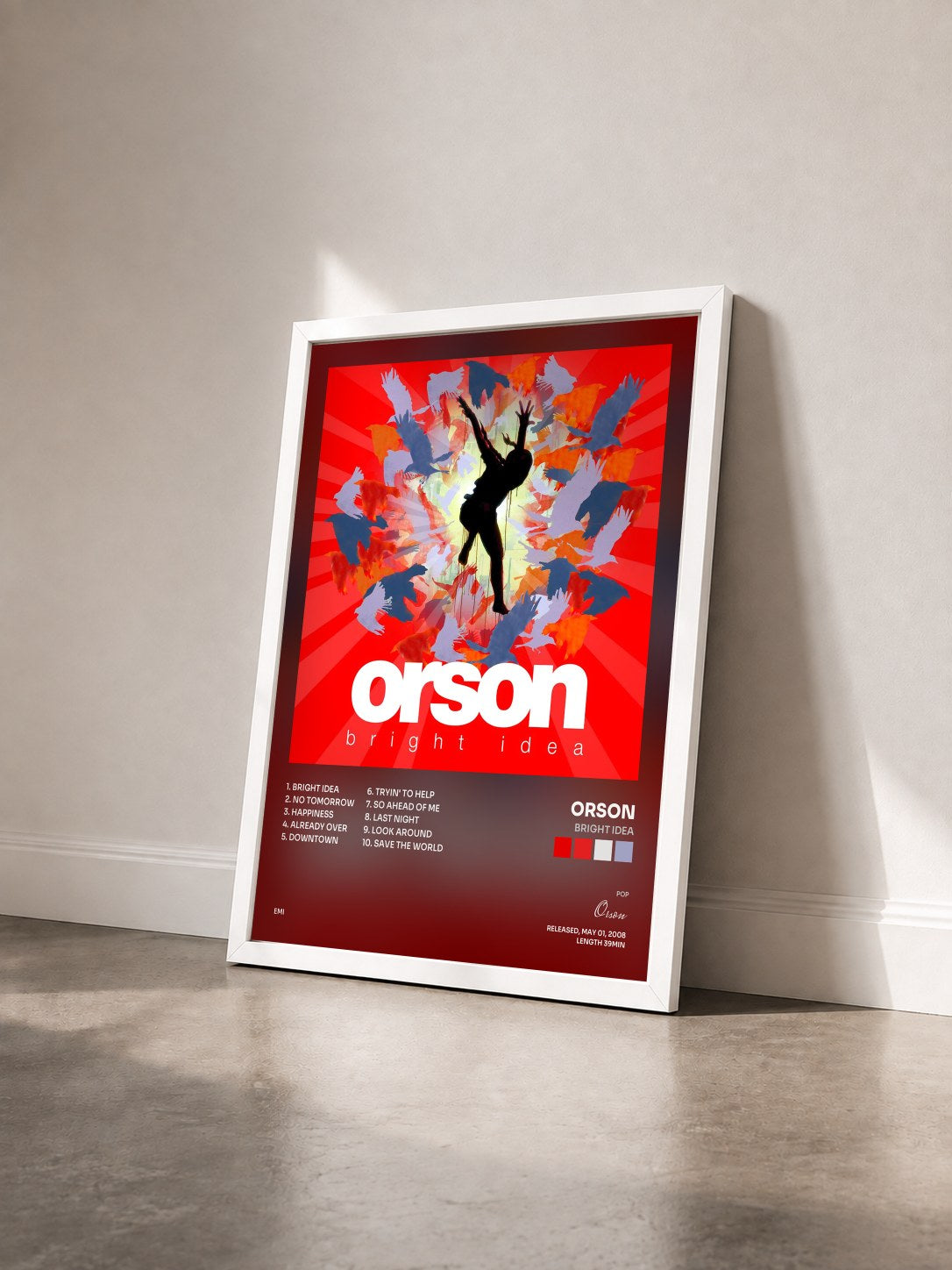 #blanc Tableau de l'album Bright Idea de Orson vu de trois quarts, cadre blanc