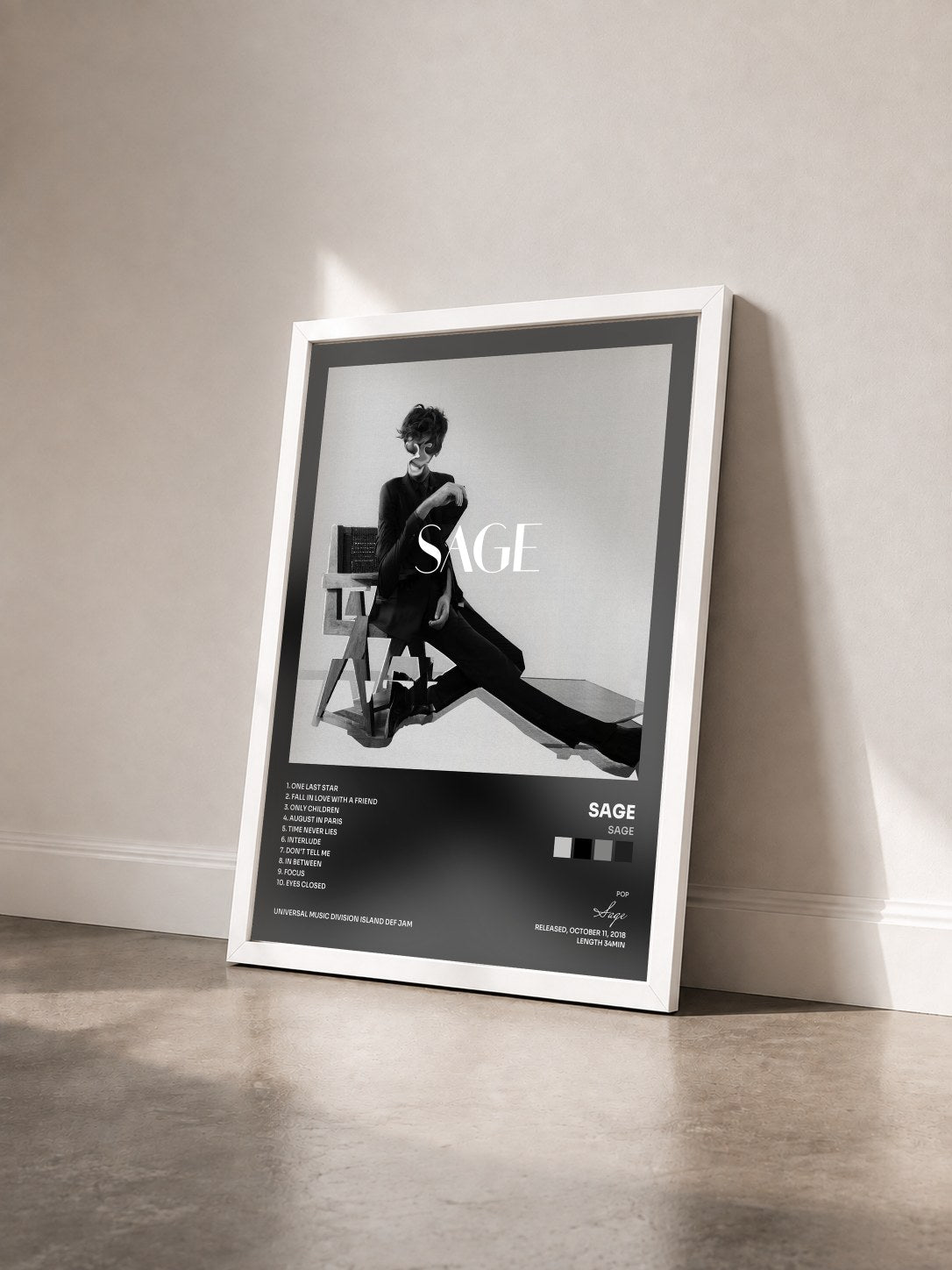 #blanc Tableau de l'album Sage de Sage vu de trois quarts, cadre blanc