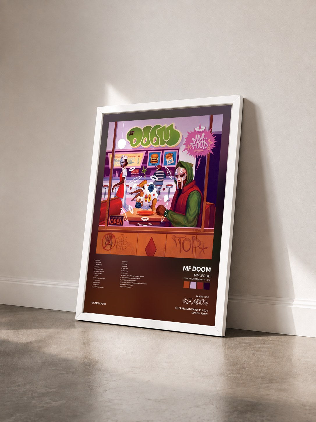 #blanc Tableau de l'album MM..FOOD (20th Anniversary Edition) de MF DOOM vu de trois quarts, cadre blanc