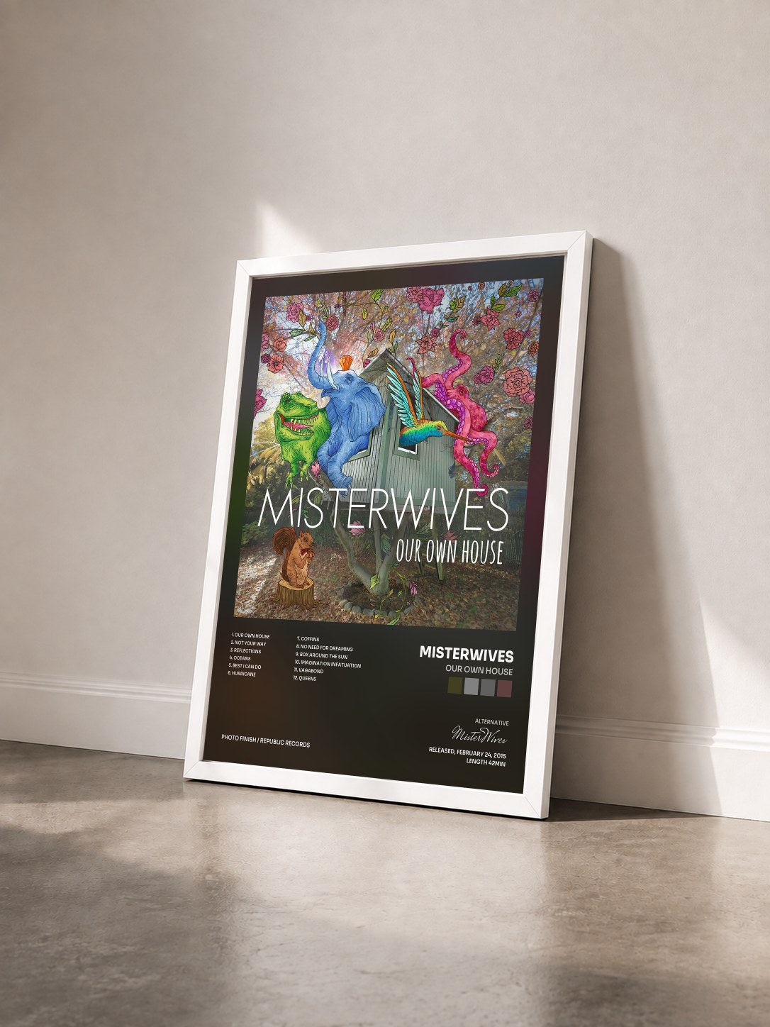 #blanc Tableau de l'album Our Own House de MisterWives vu de trois quarts, cadre blanc