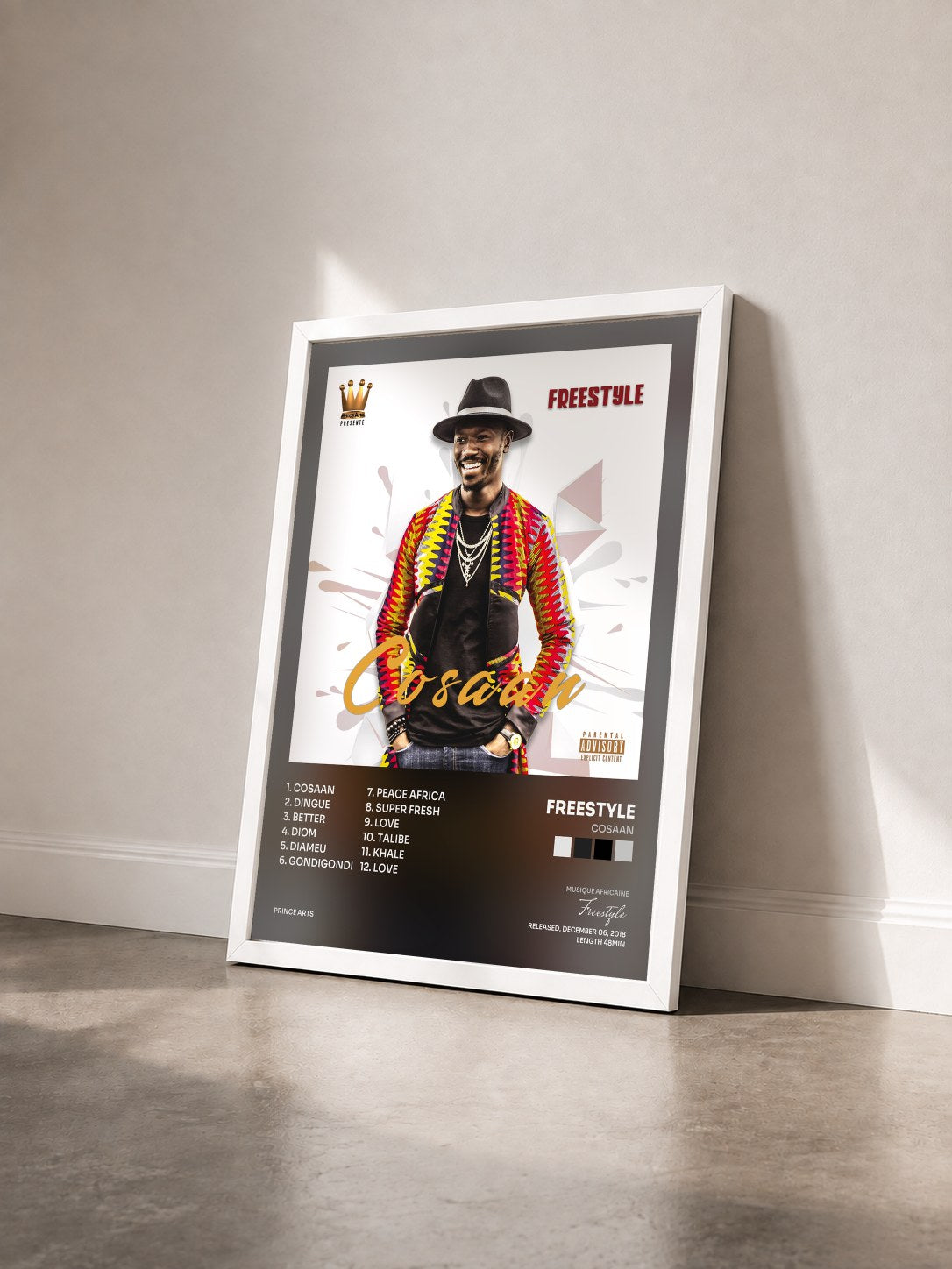 #blanc Tableau de l'album Cosaan de Freestyle vu de trois quarts, cadre blanc
