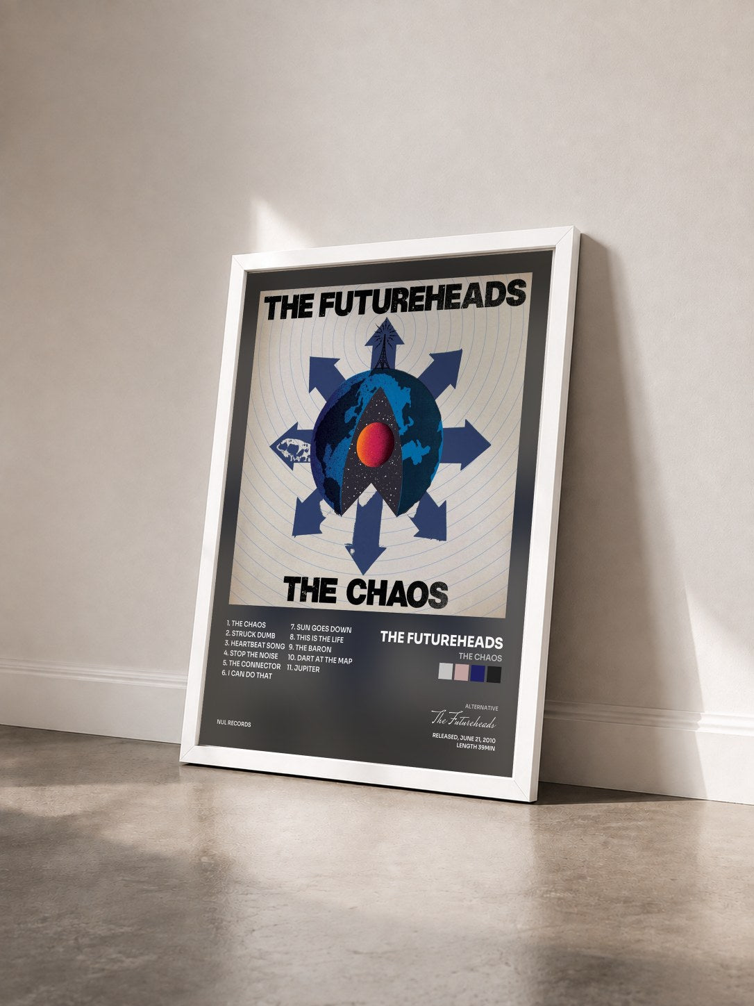 #blanc Tableau de l'album The Chaos de The Futureheads vu de trois quarts, cadre blanc