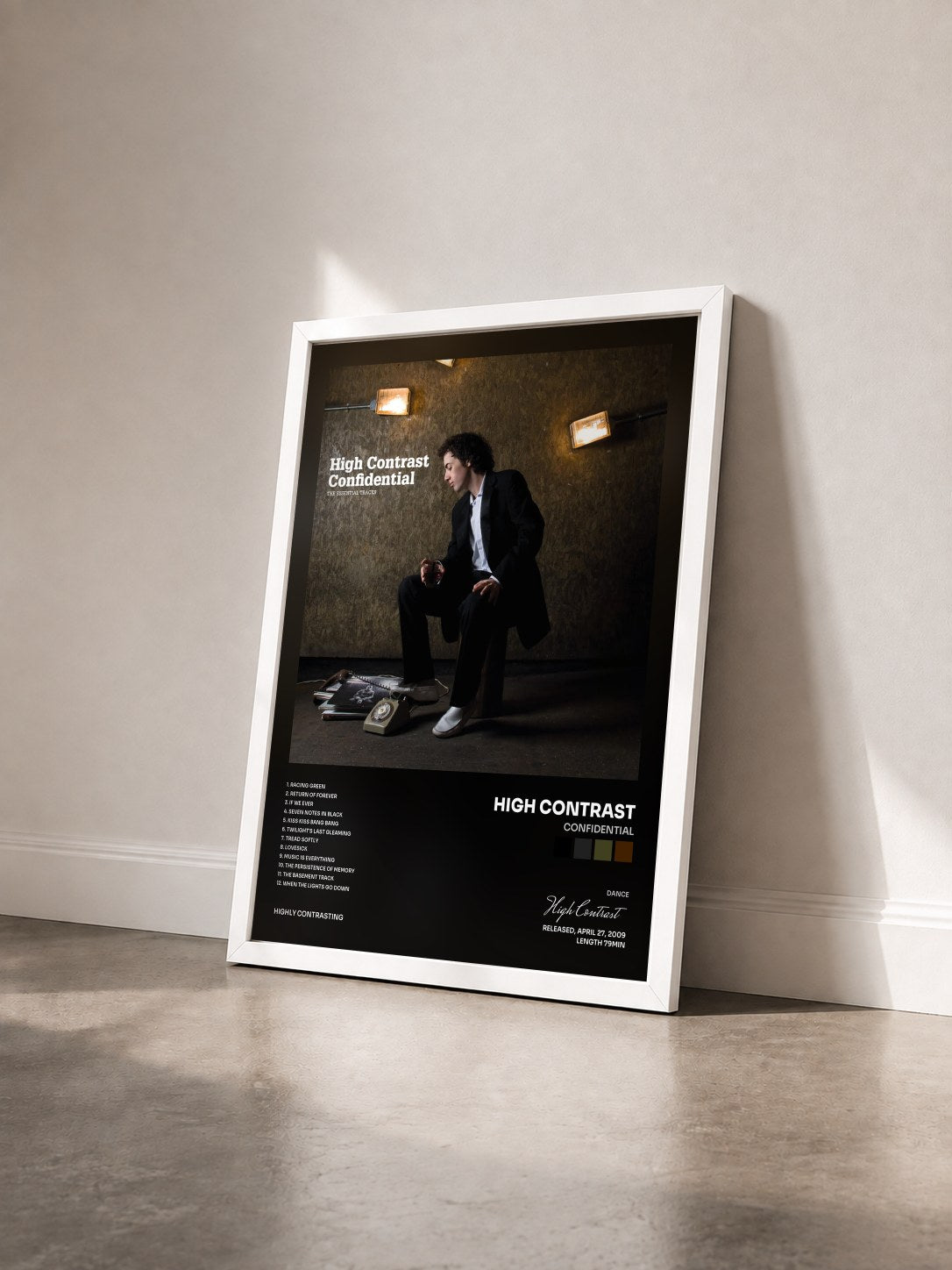 #blanc Tableau de l'album Confidential de High Contrast vu de trois quarts, cadre blanc