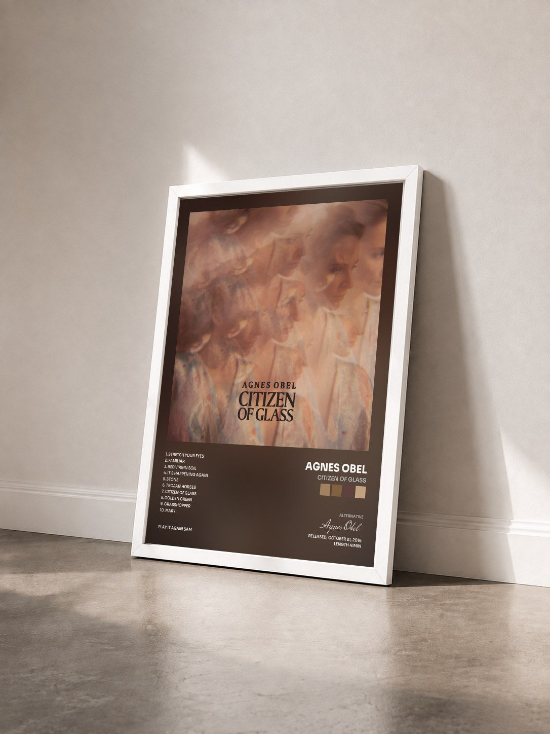 #blanc Tableau de l'album Citizen of Glass de Agnes Obel vu de trois quarts, cadre blanc