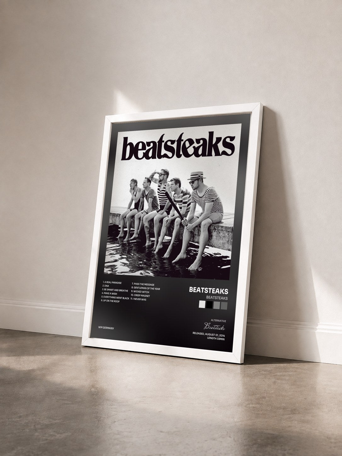#blanc Tableau de l'album Beatsteaks de Beatsteaks vu de trois quarts, cadre blanc