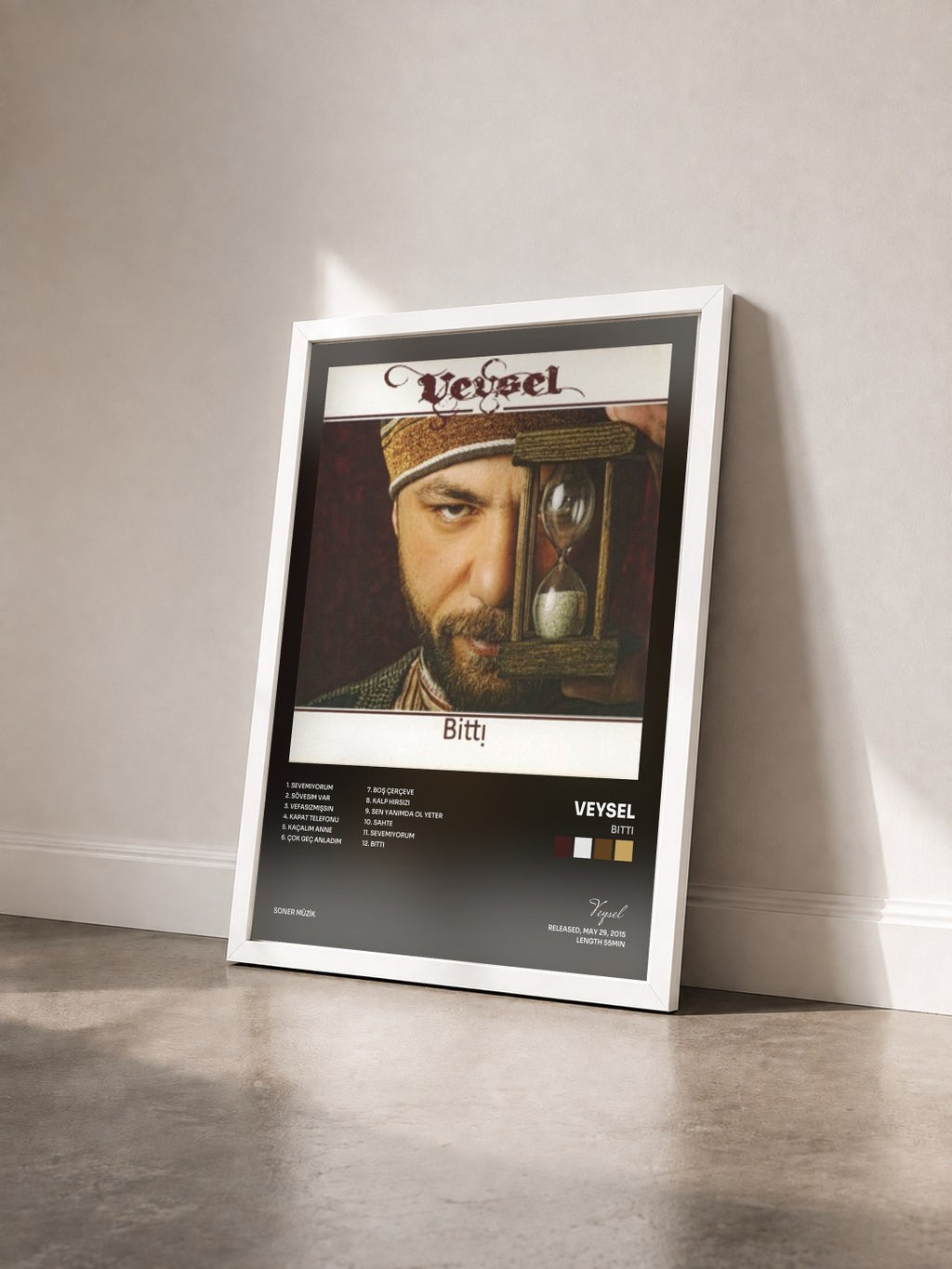 #blanc Tableau de l'album Bitti de Veysel vu de trois quarts, cadre blanc