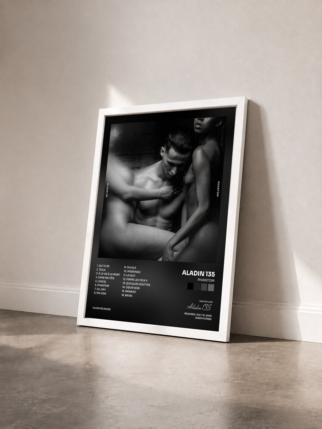 #blanc Tableau de l'album Phantom de Aladin 135 vu de trois quarts, cadre blanc