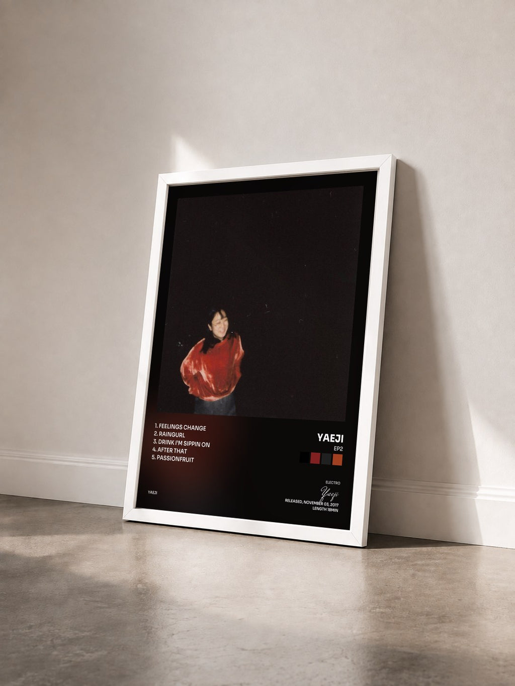 #blanc EP2 by Yaeji as a framed art print seen at an angle, white frame