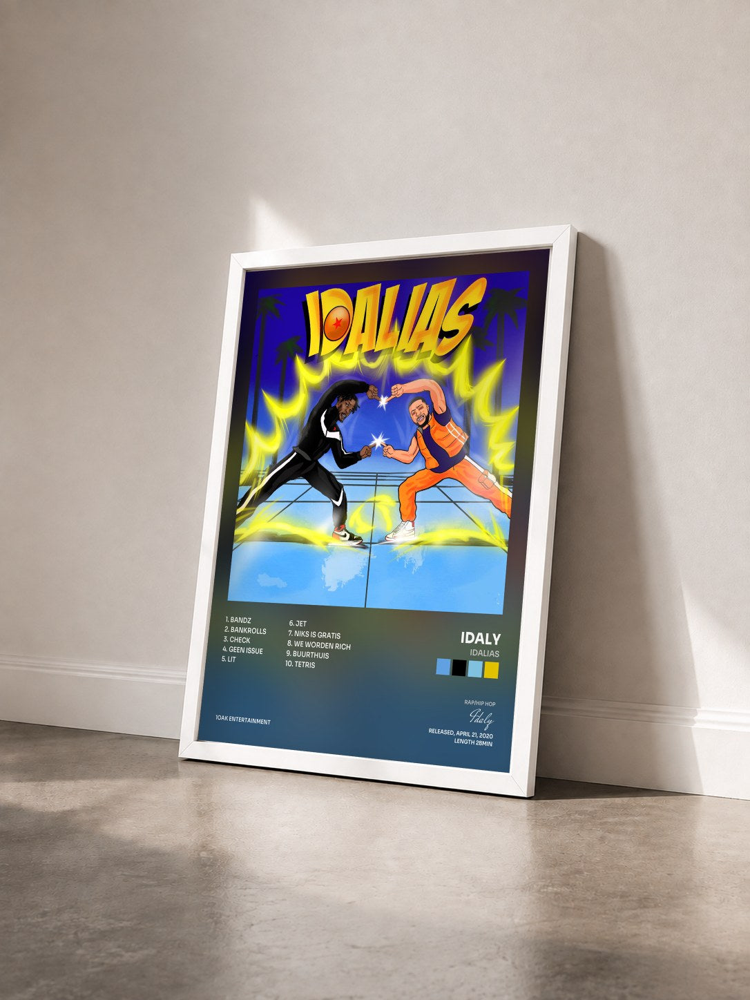 #blanc Tableau de l'album IDALIAS de Idaly vu de trois quarts, cadre blanc