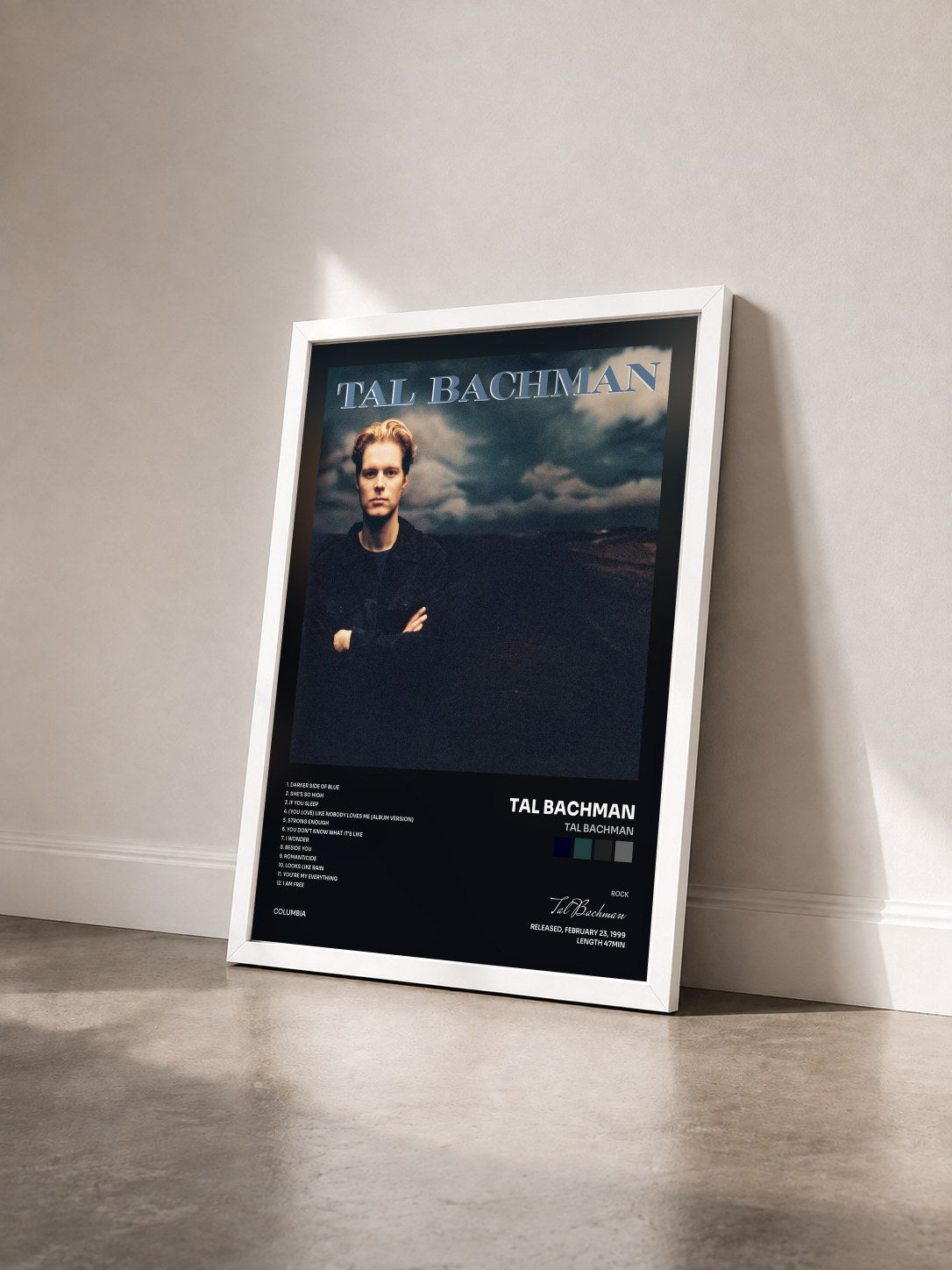 #blanc Tableau de l'album Tal Bachman de Tal Bachman vu de trois quarts, cadre blanc