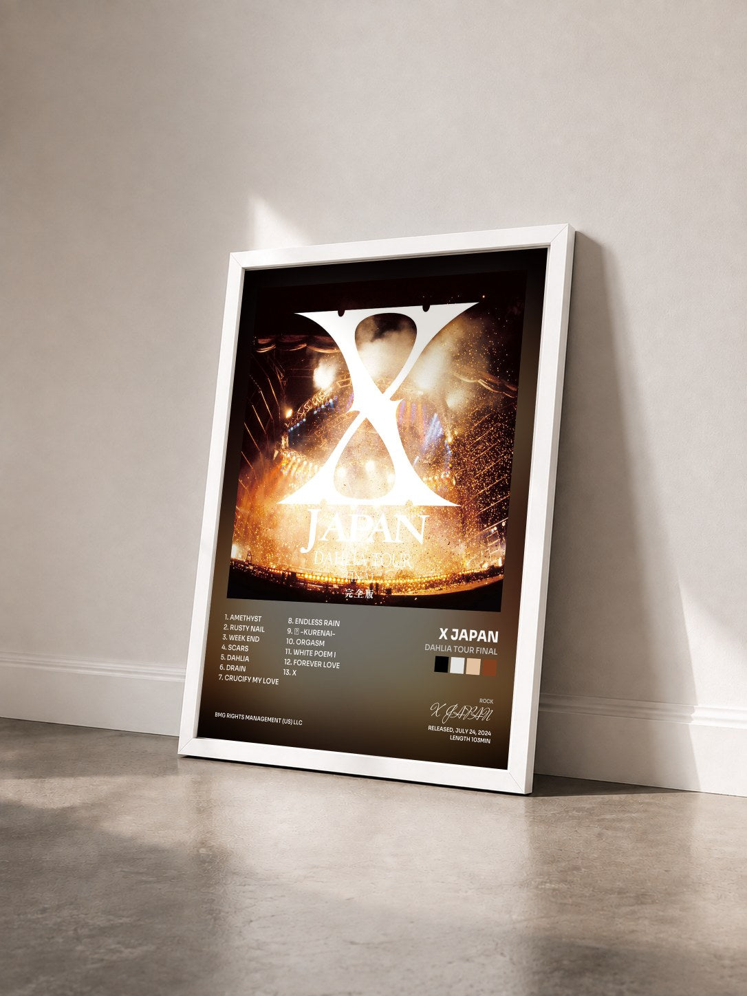 #blanc Tableau de l'album DAHLIA TOUR FINAL de X JAPAN vu de trois quarts, cadre blanc