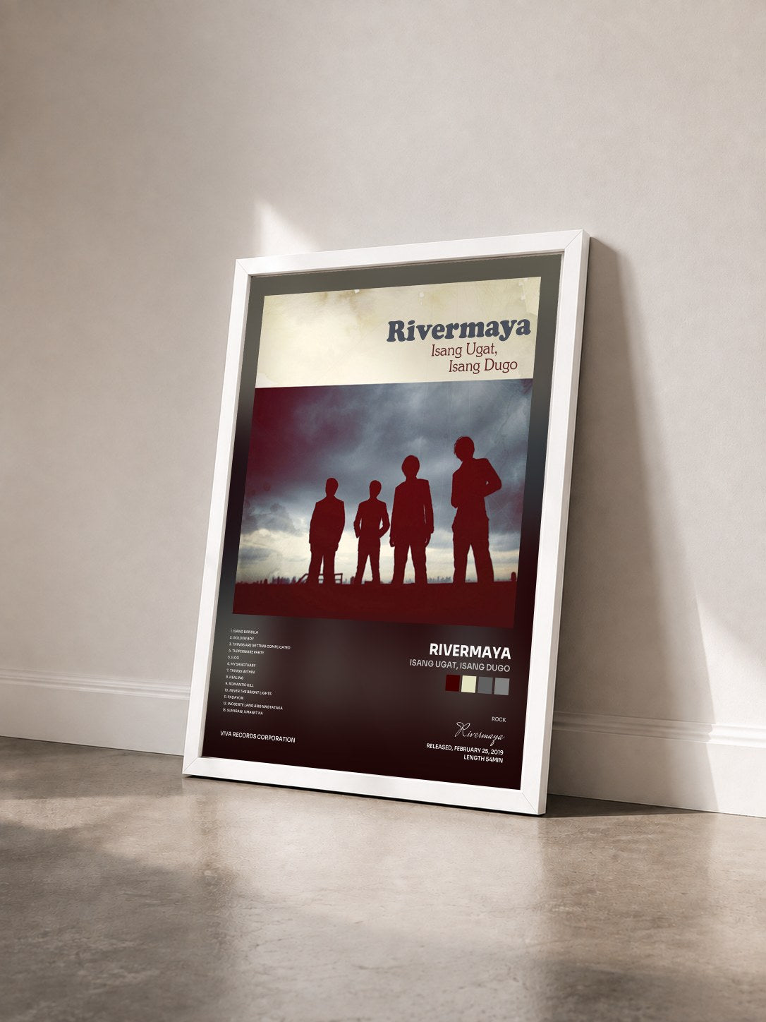 #blanc Tableau de l'album Isang Ugat, Isang Dugo de Rivermaya vu de trois quarts, cadre blanc