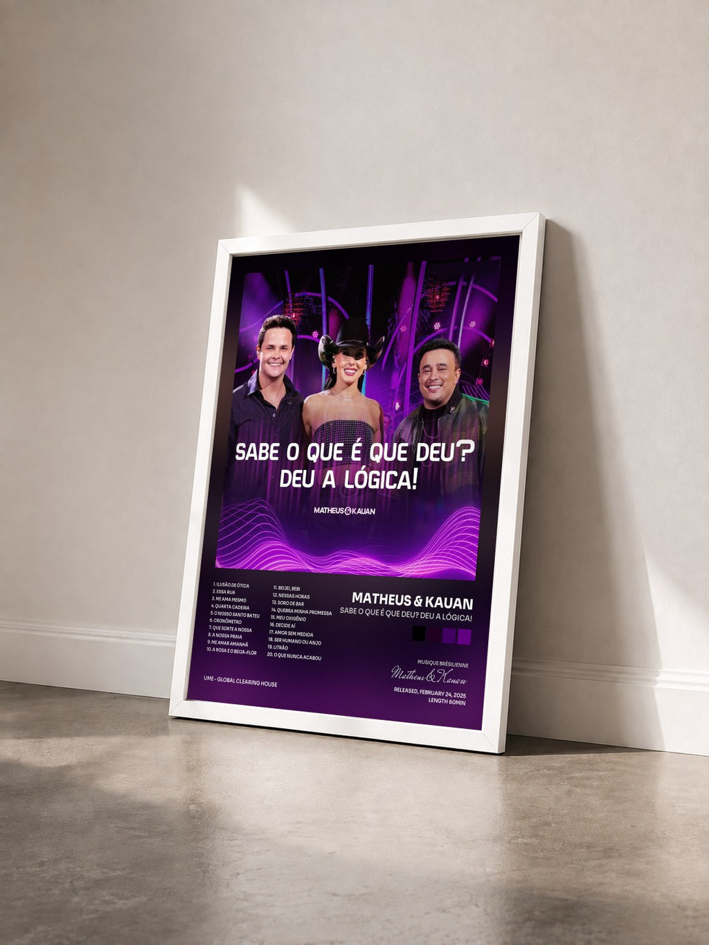 #blanc Tableau de l'album Sabe o que é que deu? Deu a lógica! de Matheus & Kauan vu de trois quarts, cadre blanc