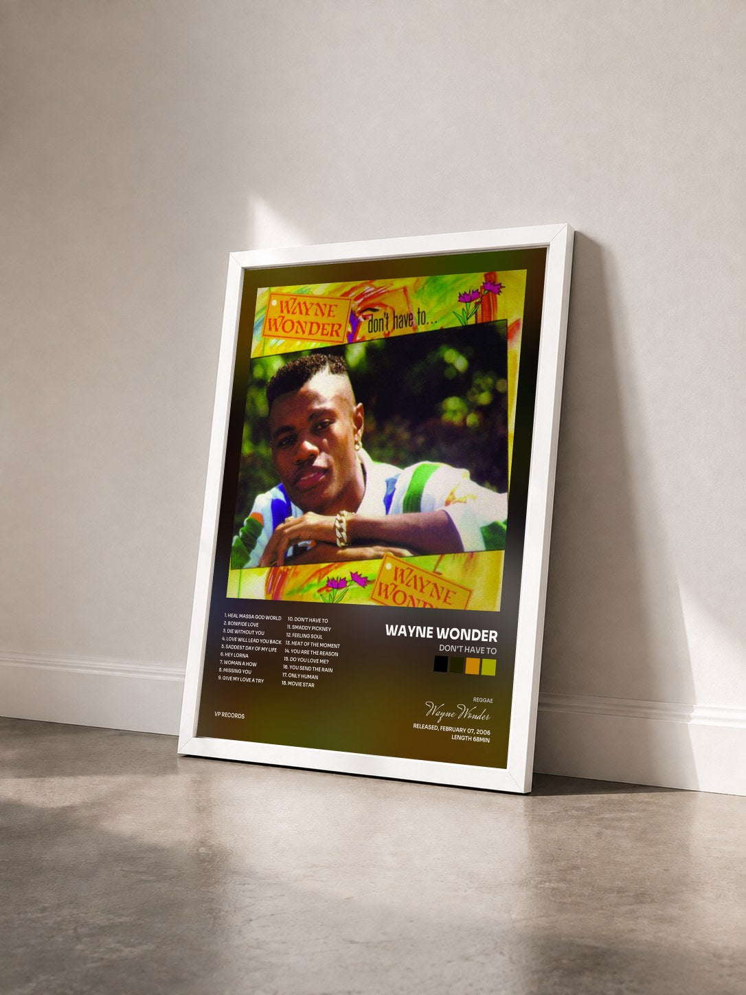 #blanc Tableau de l'album Don't Have To de Wayne Wonder vu de trois quarts, cadre blanc