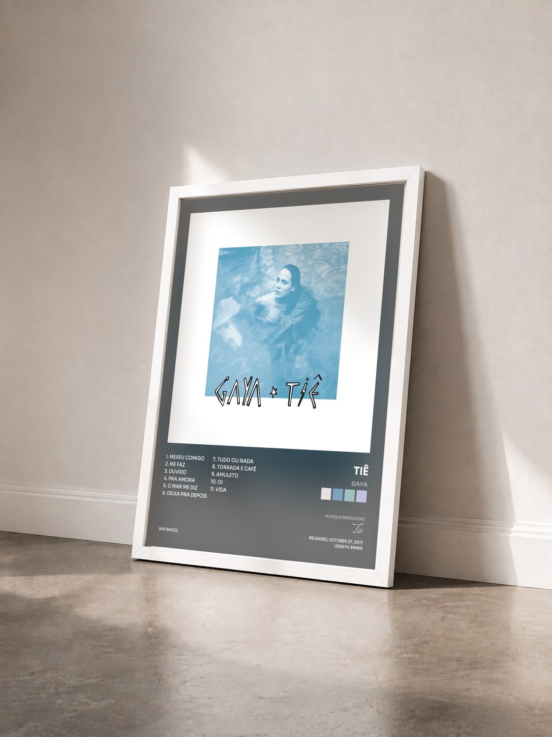 #blanc Tableau de l'album Gaya de Tiê vu de trois quarts, cadre blanc