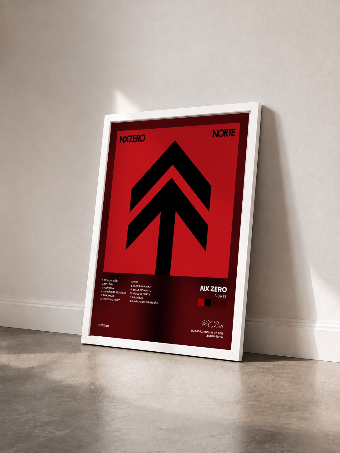 #blanc Tableau de l'album Norte de NX Zero vu de trois quarts, cadre blanc