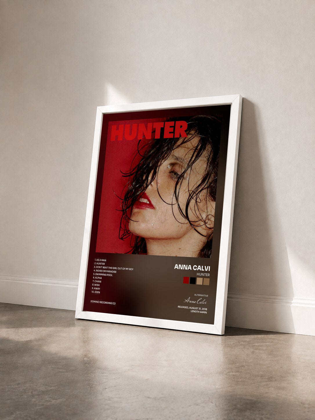 #blanc Tableau de l'album Hunter de Anna Calvi vu de trois quarts, cadre blanc