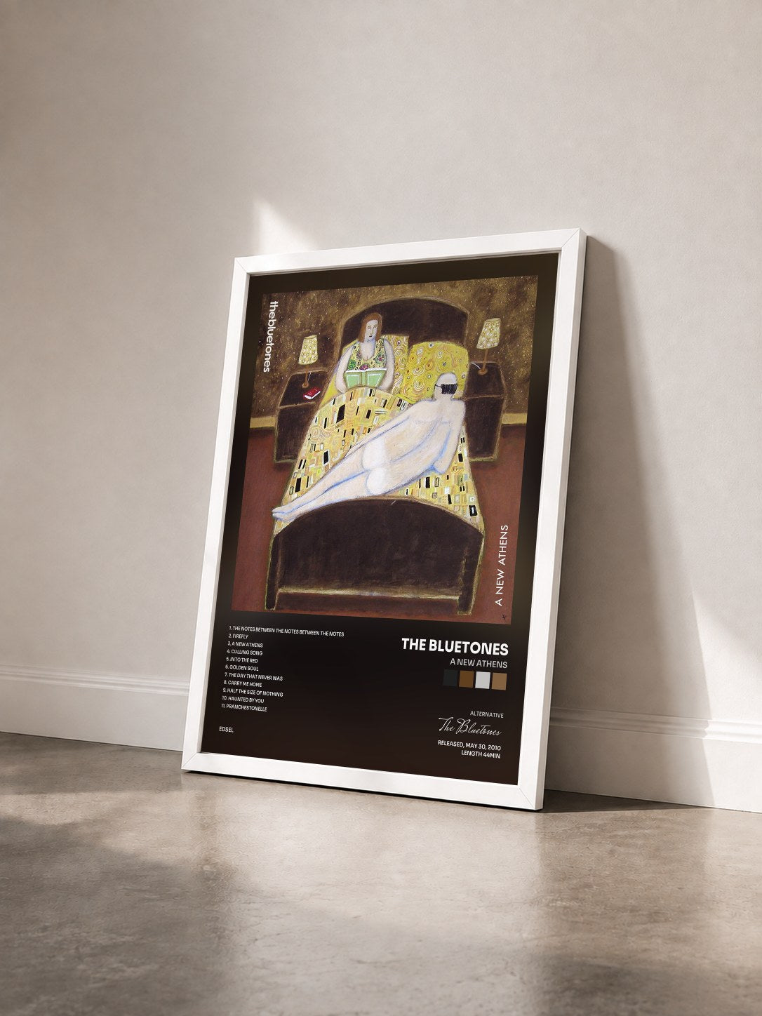 #blanc Tableau de l'album A New Athens de The Bluetones vu de trois quarts, cadre blanc