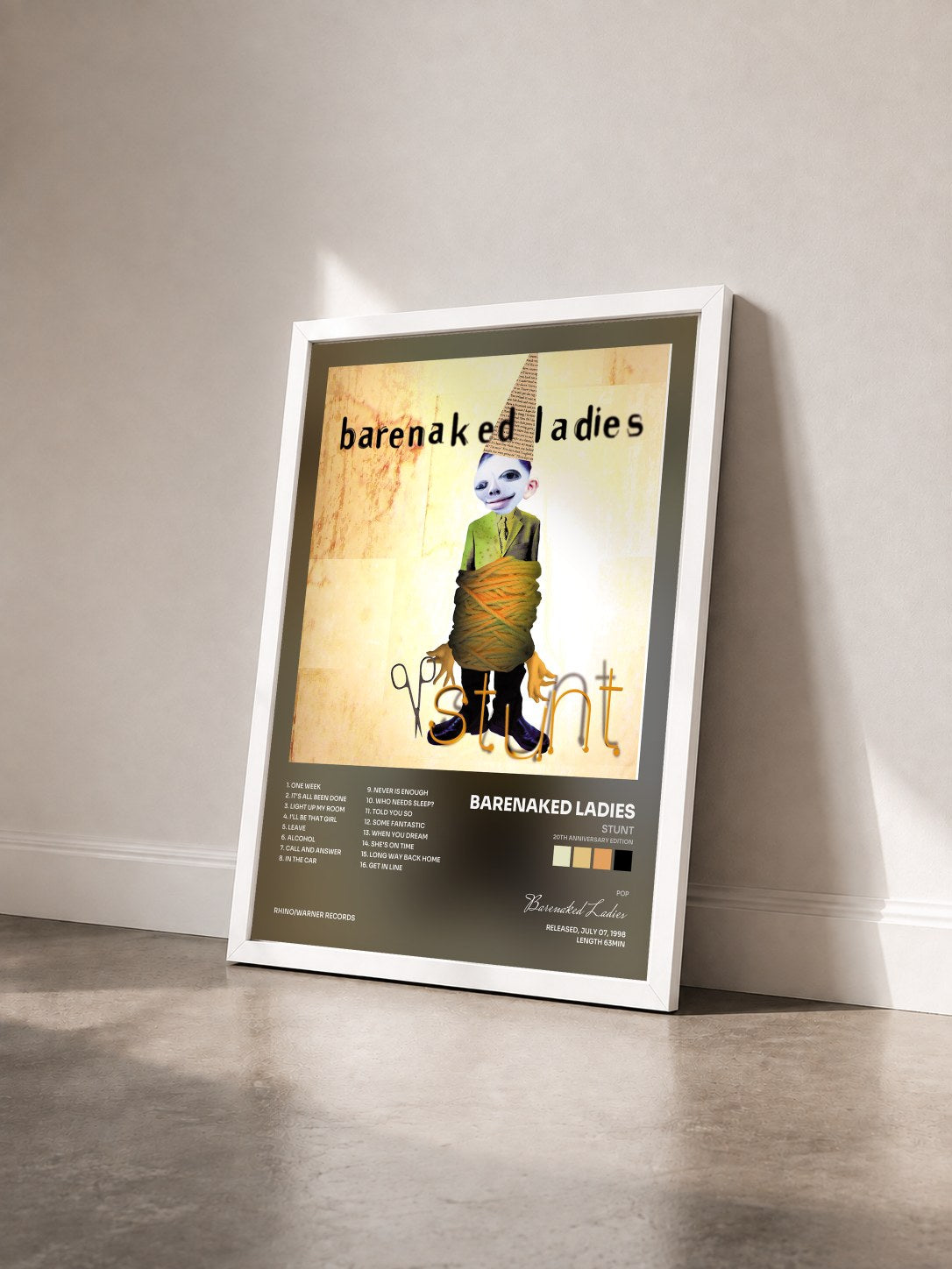 #blanc Tableau de l'album Stunt (20th Anniversary Edition) de Barenaked Ladies vu de trois quarts, cadre blanc