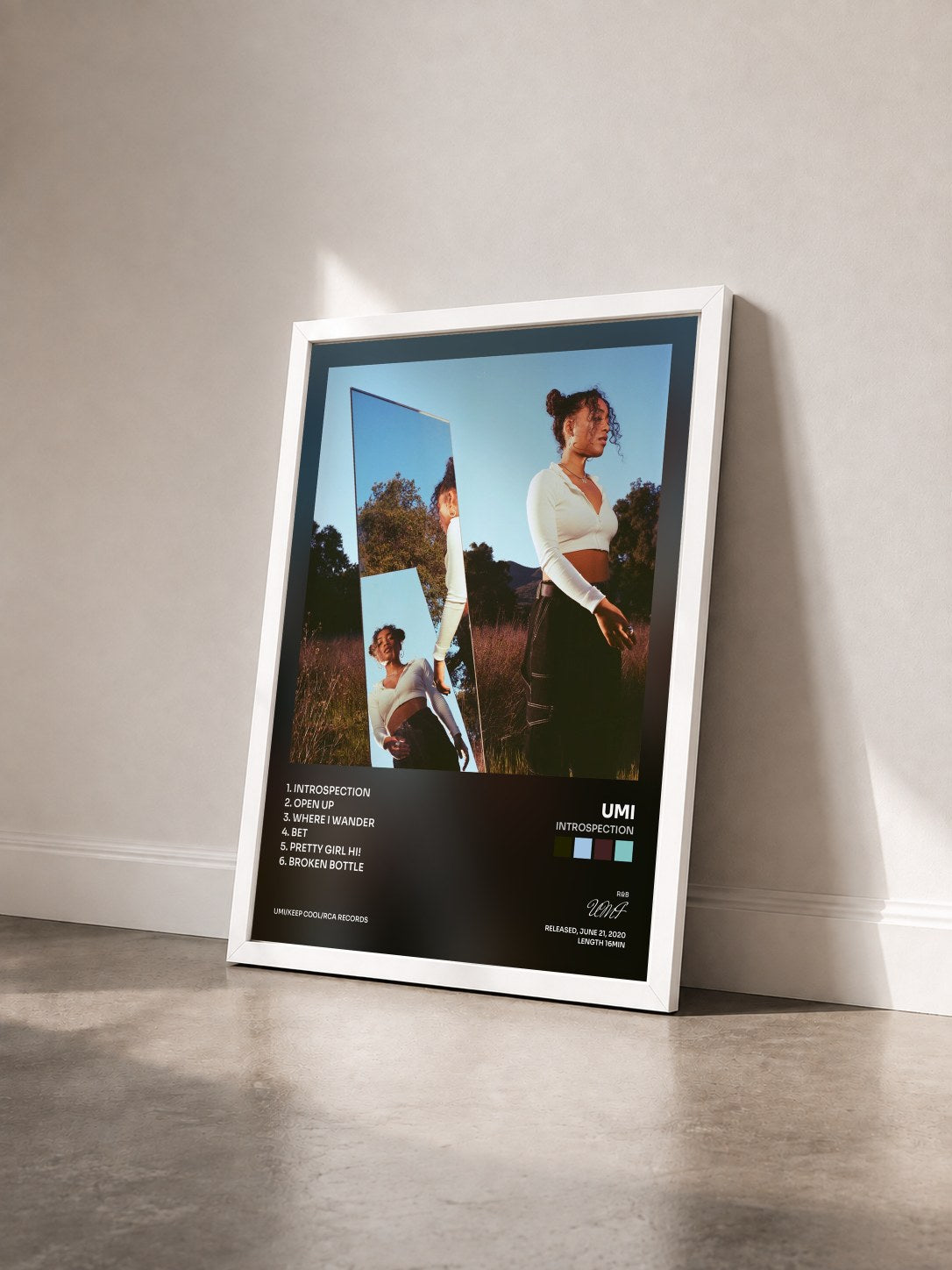 #blanc Tableau de l'album Introspection de UMI vu de trois quarts, cadre blanc