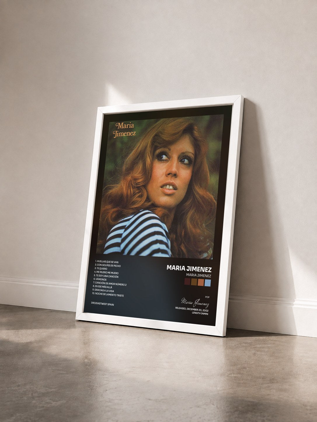 #blanc Tableau de l'album Maria Jimenez de Maria Jimenez vu de trois quarts, cadre blanc