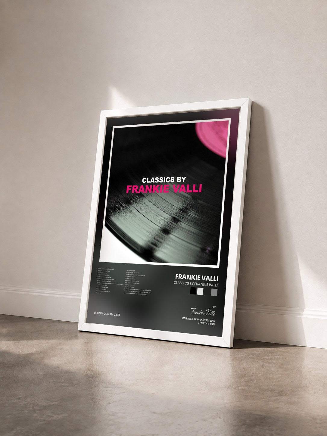 #blanc Tableau de l'album Classics by Frankie Valli de Frankie Valli vu de trois quarts, cadre blanc