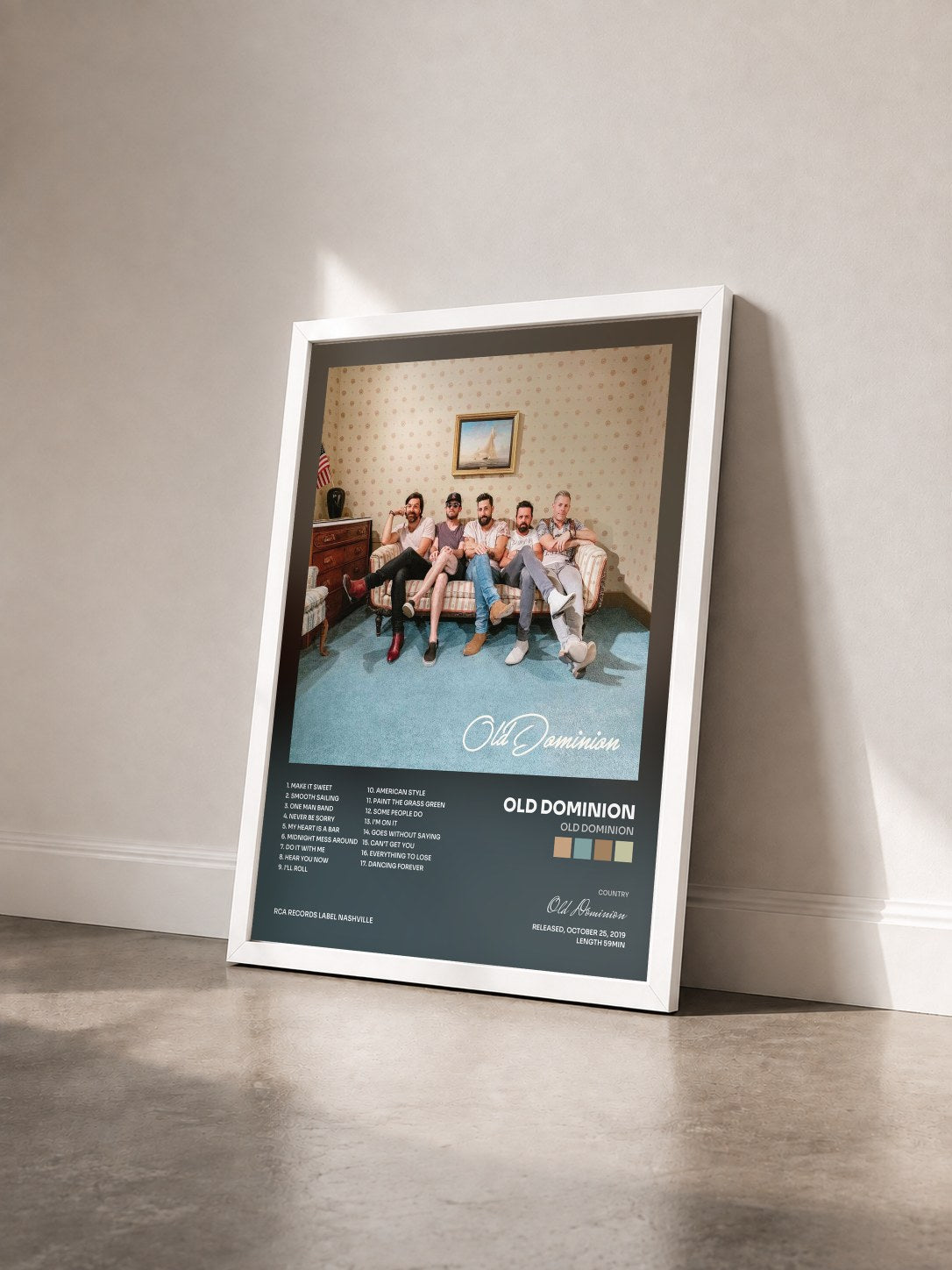 #blanc Tableau de l'album Old Dominion de Old Dominion vu de trois quarts, cadre blanc