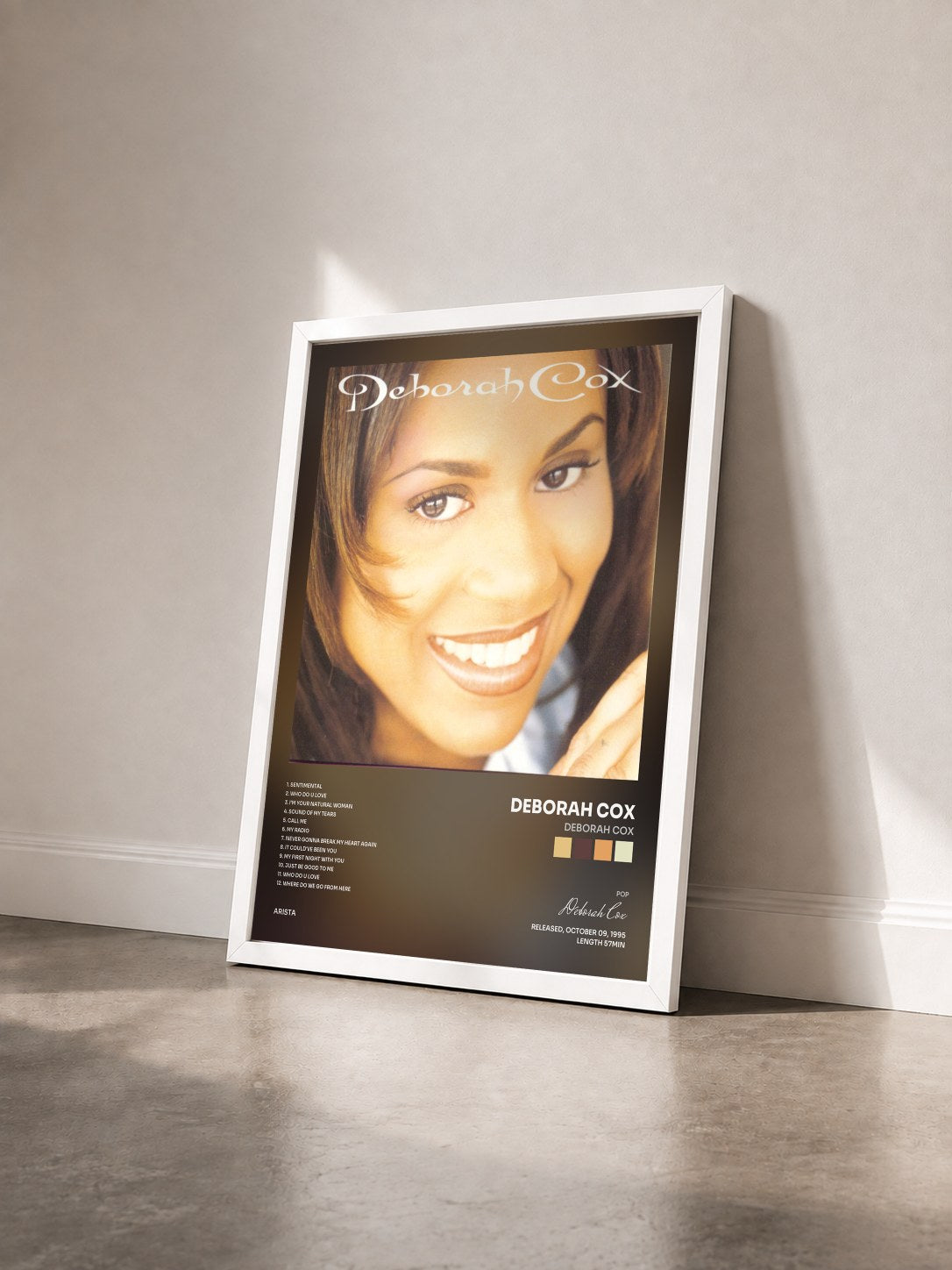 #blanc Tableau de l'album Deborah Cox de Deborah Cox vu de trois quarts, cadre blanc