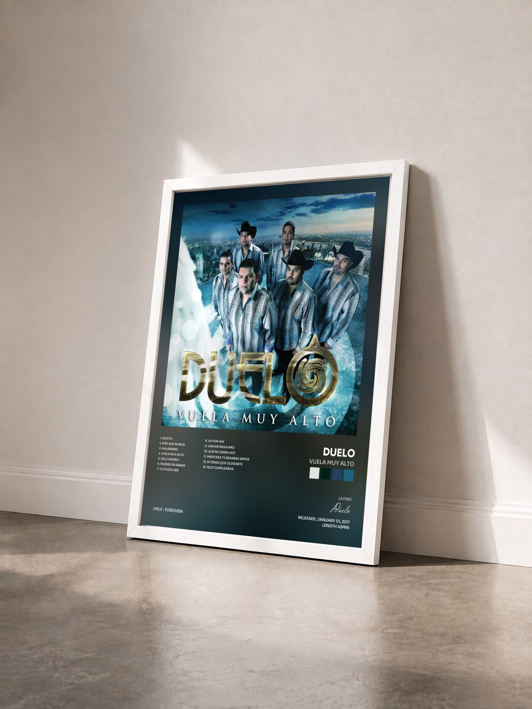 #blanc Tableau de l'album Vuela Muy Alto de Duelo vu de trois quarts, cadre blanc