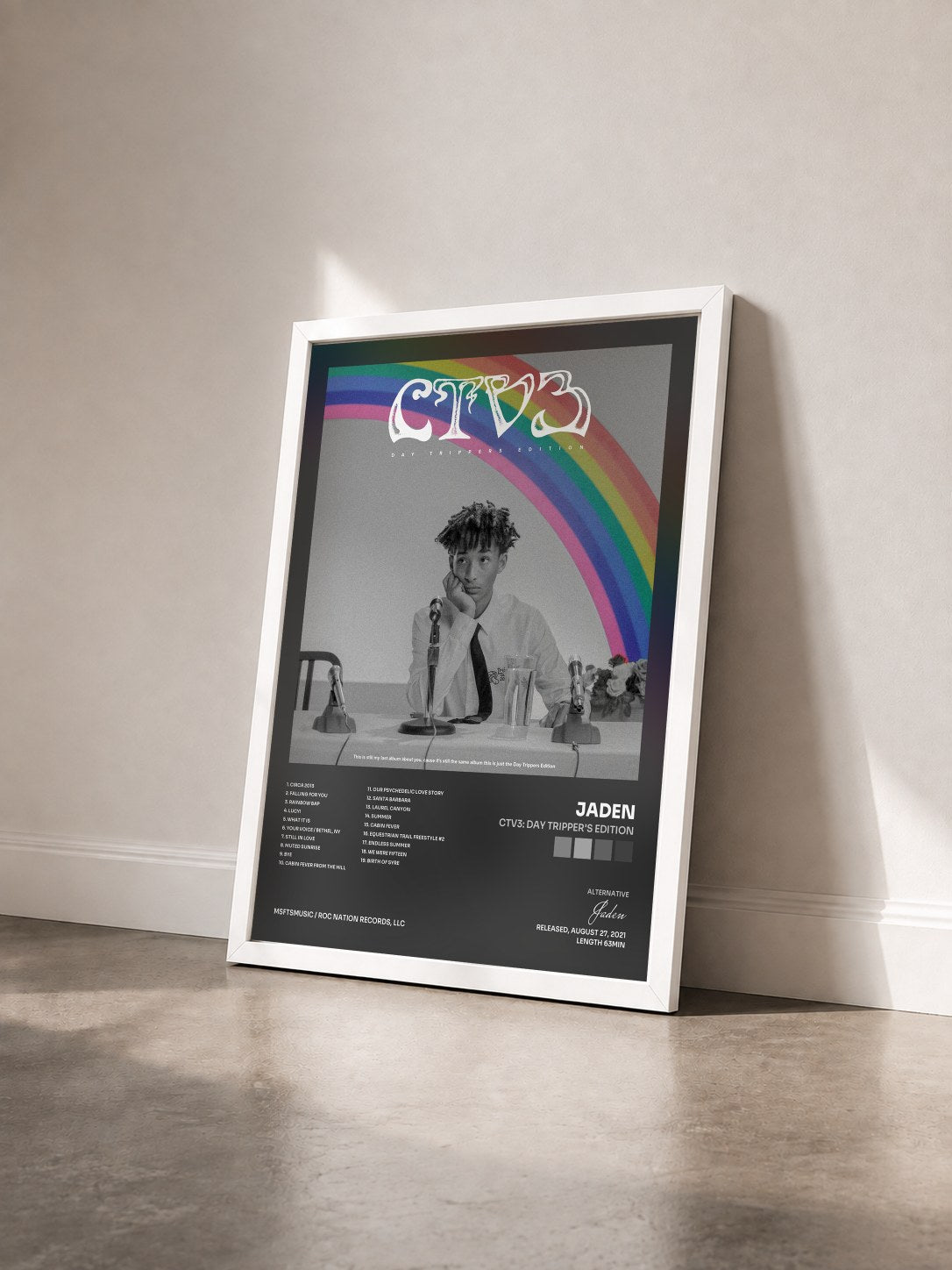 #blanc Tableau de l'album CTV3: Day Tripper's Edition de Jaden vu de trois quarts, cadre blanc