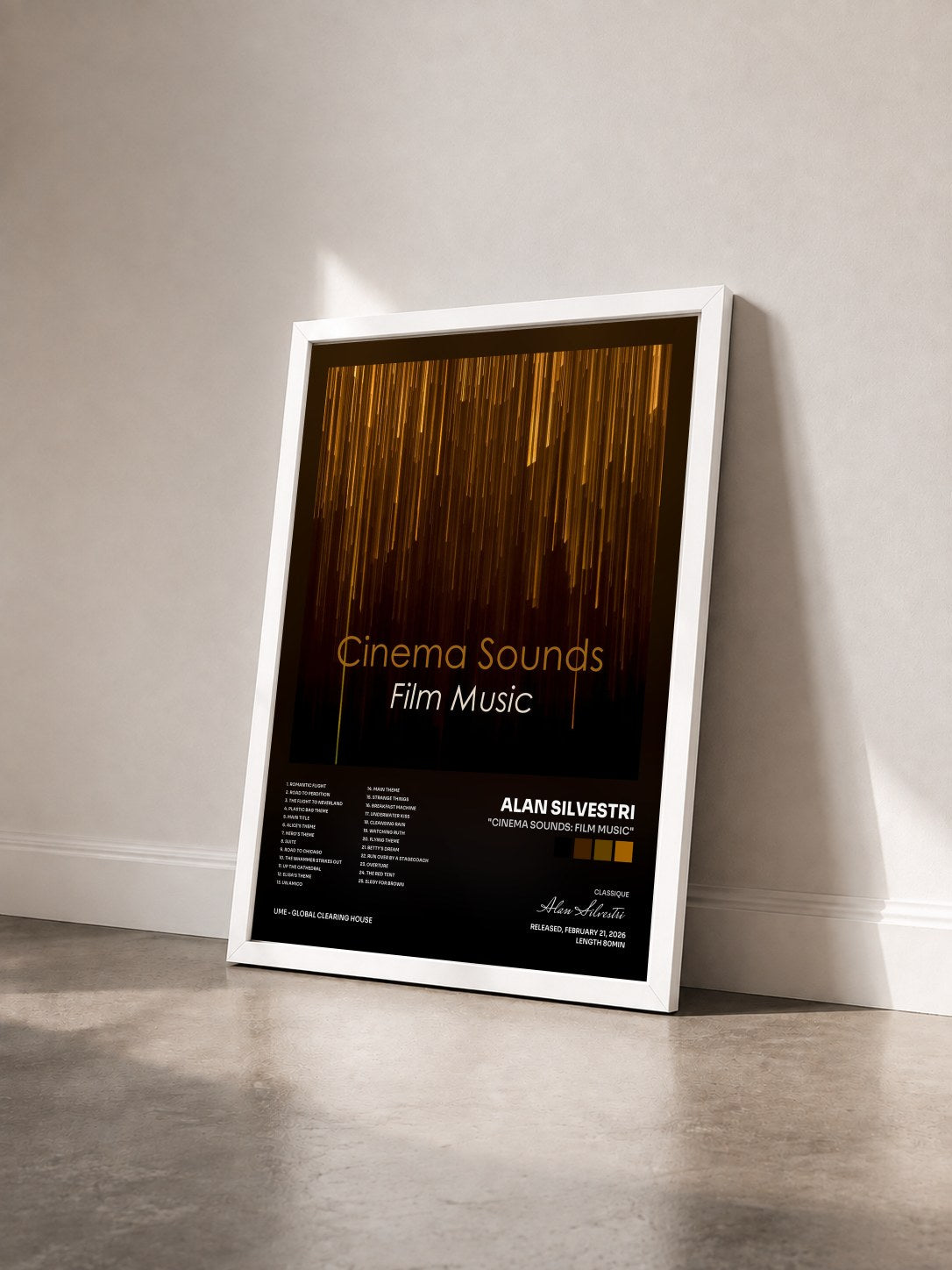 #blanc Tableau de l'album "Cinema Sounds: Film Music" de Alan Silvestri vu de trois quarts, cadre blanc