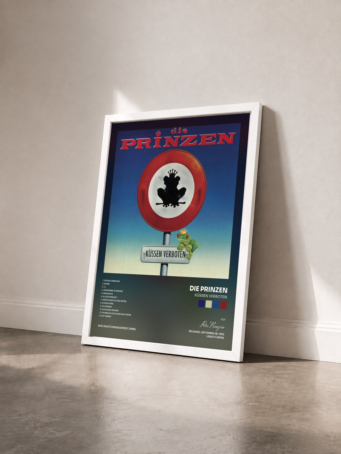 #blanc Tableau de l'album Küssen verboten de Die Prinzen vu de trois quarts, cadre blanc