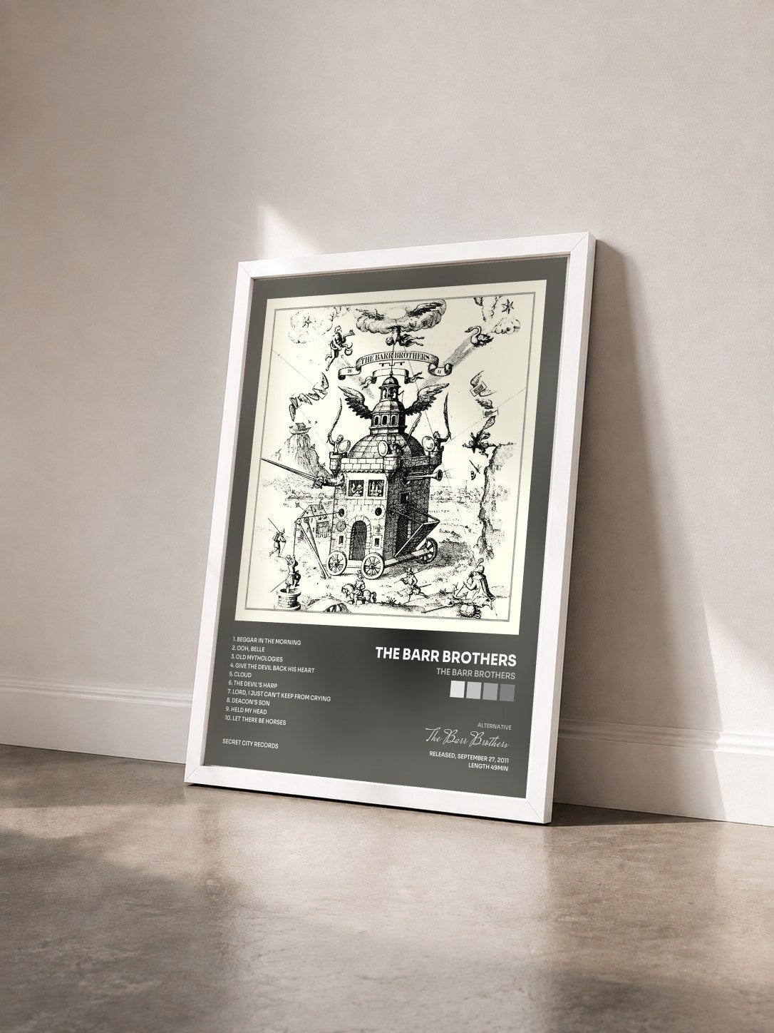 #blanc Tableau de l'album The Barr Brothers de The Barr Brothers vu de trois quarts, cadre blanc
